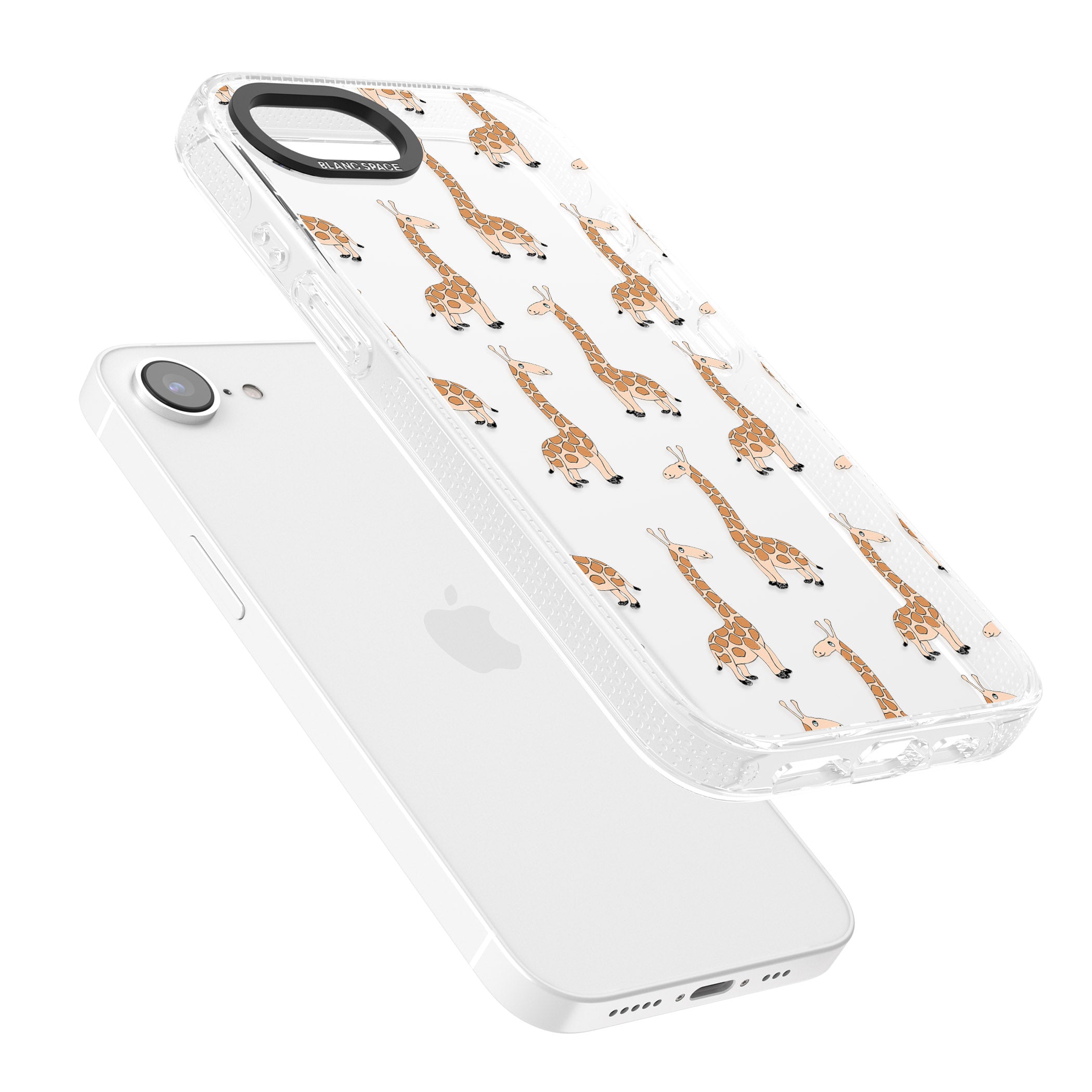 Cute Giraffe Pattern Clear iPhone 16e Clear Case Impact Air - Blanc Space