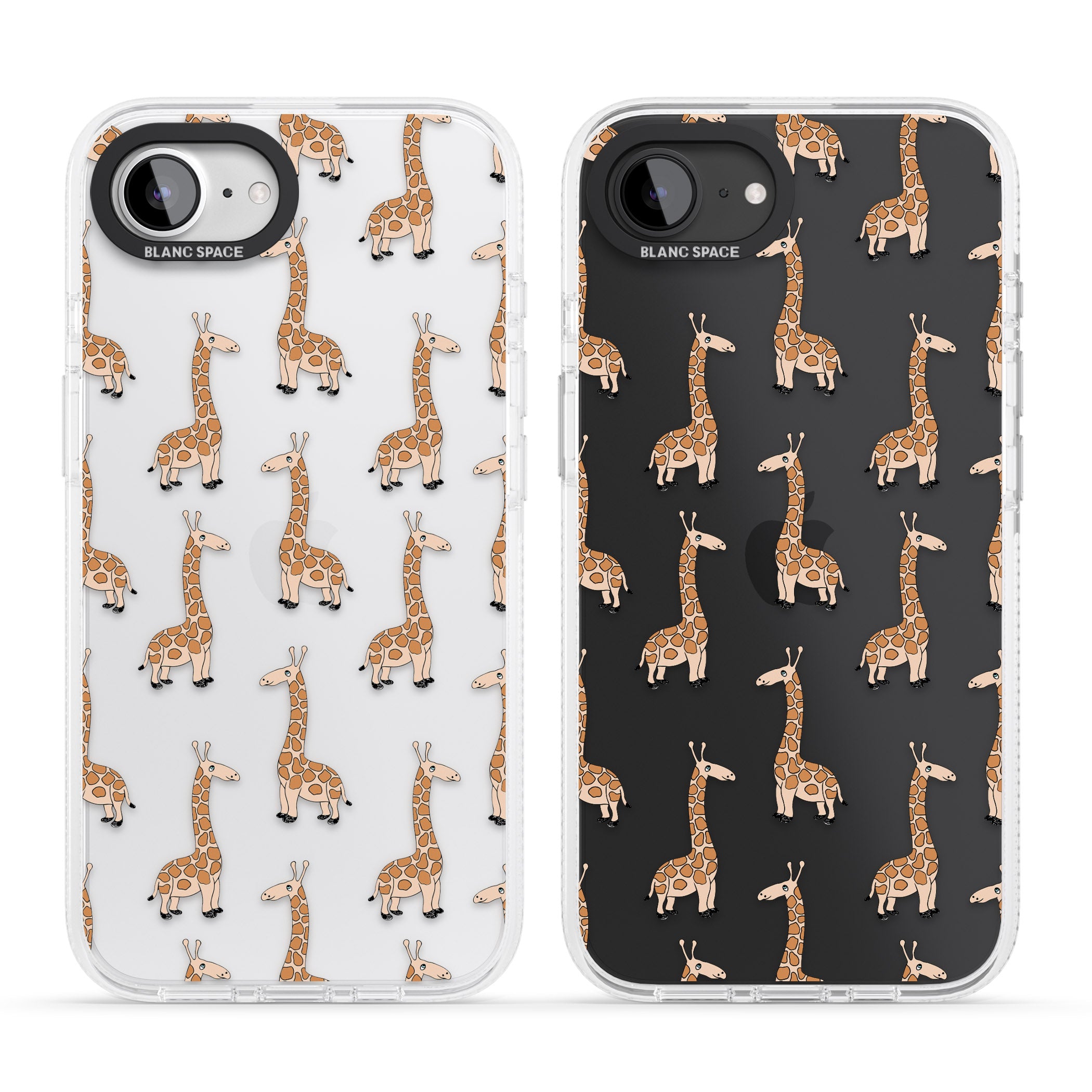 Cute Giraffe Pattern Clear iPhone 16e Clear Case Impact Air - Blanc Space