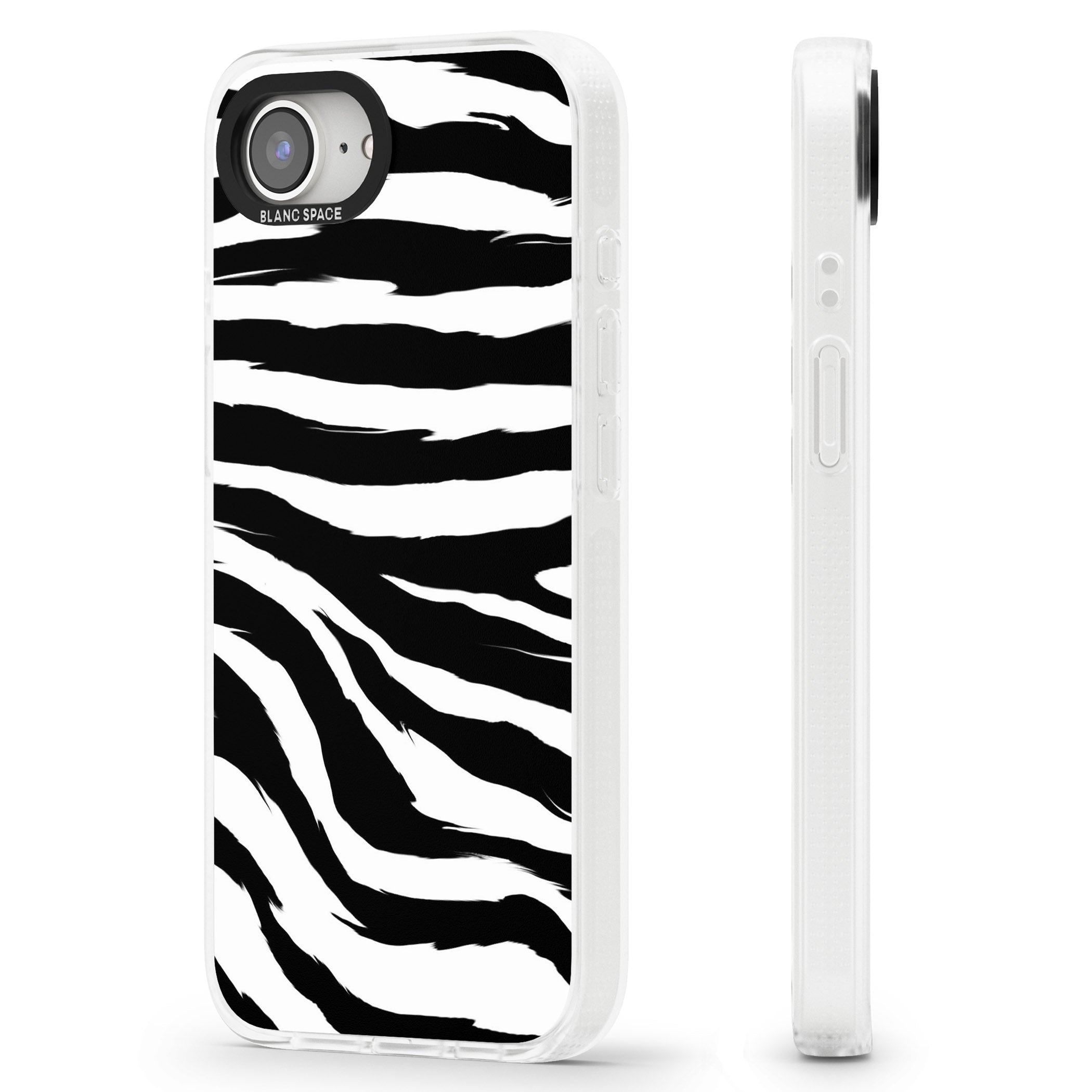 Black Zebra Print iPhone 16e Clear Case Impact Air - Blanc Space