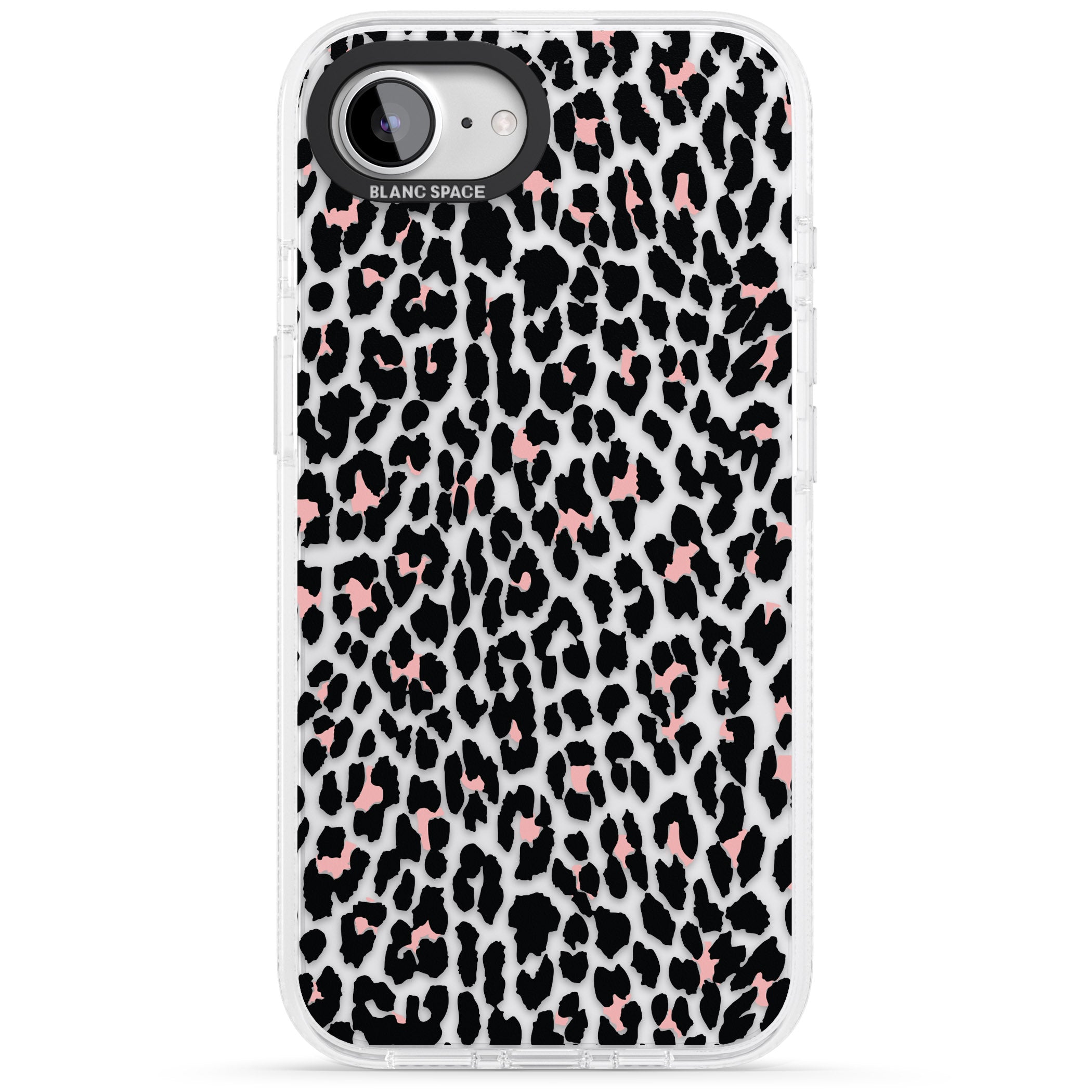 Light Pink Leopard Print - Transparent iPhone 16e Clear Case Impact Air - Blanc Space