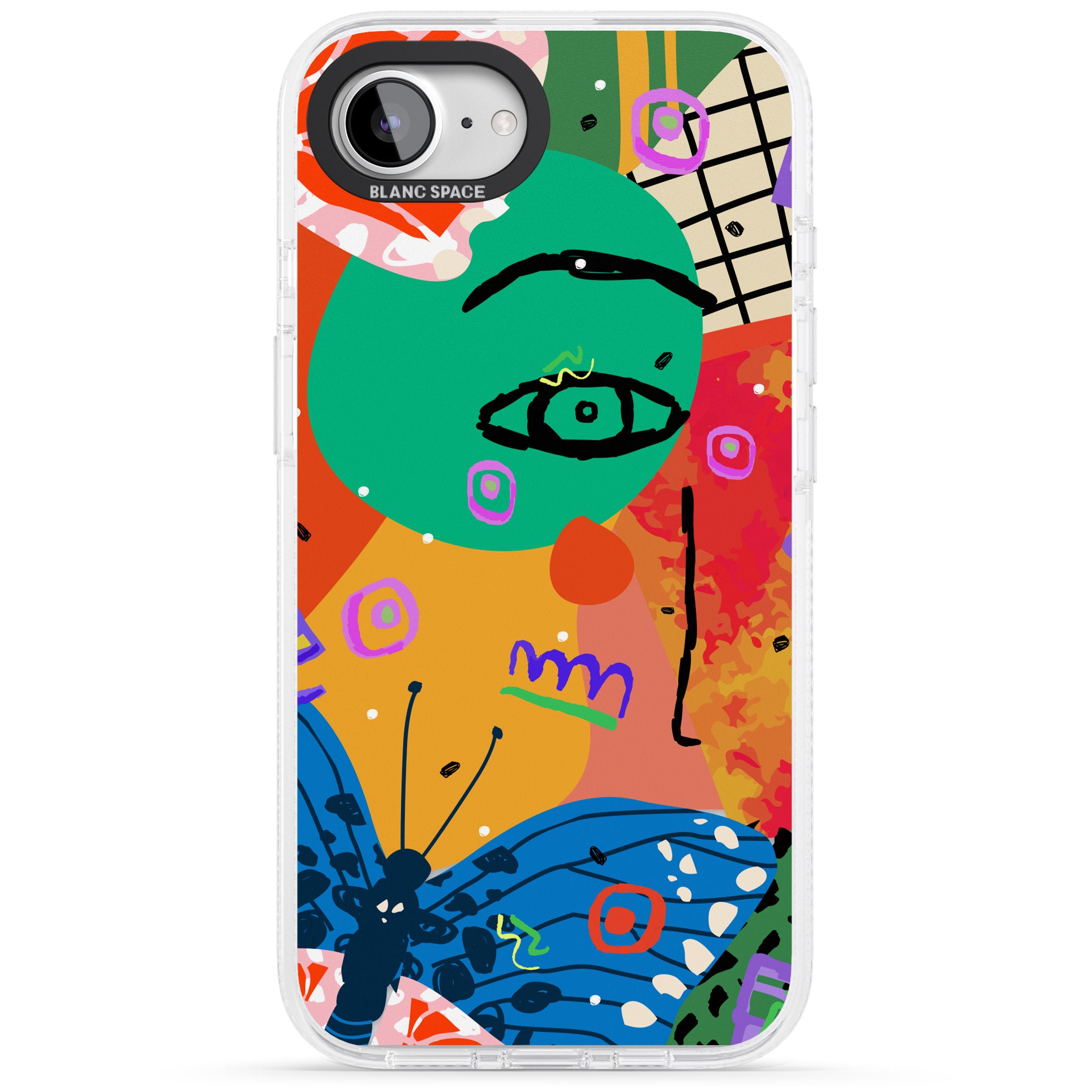 Abstract Butterfly iPhone 16e Clear Case Impact Air - Blanc Space