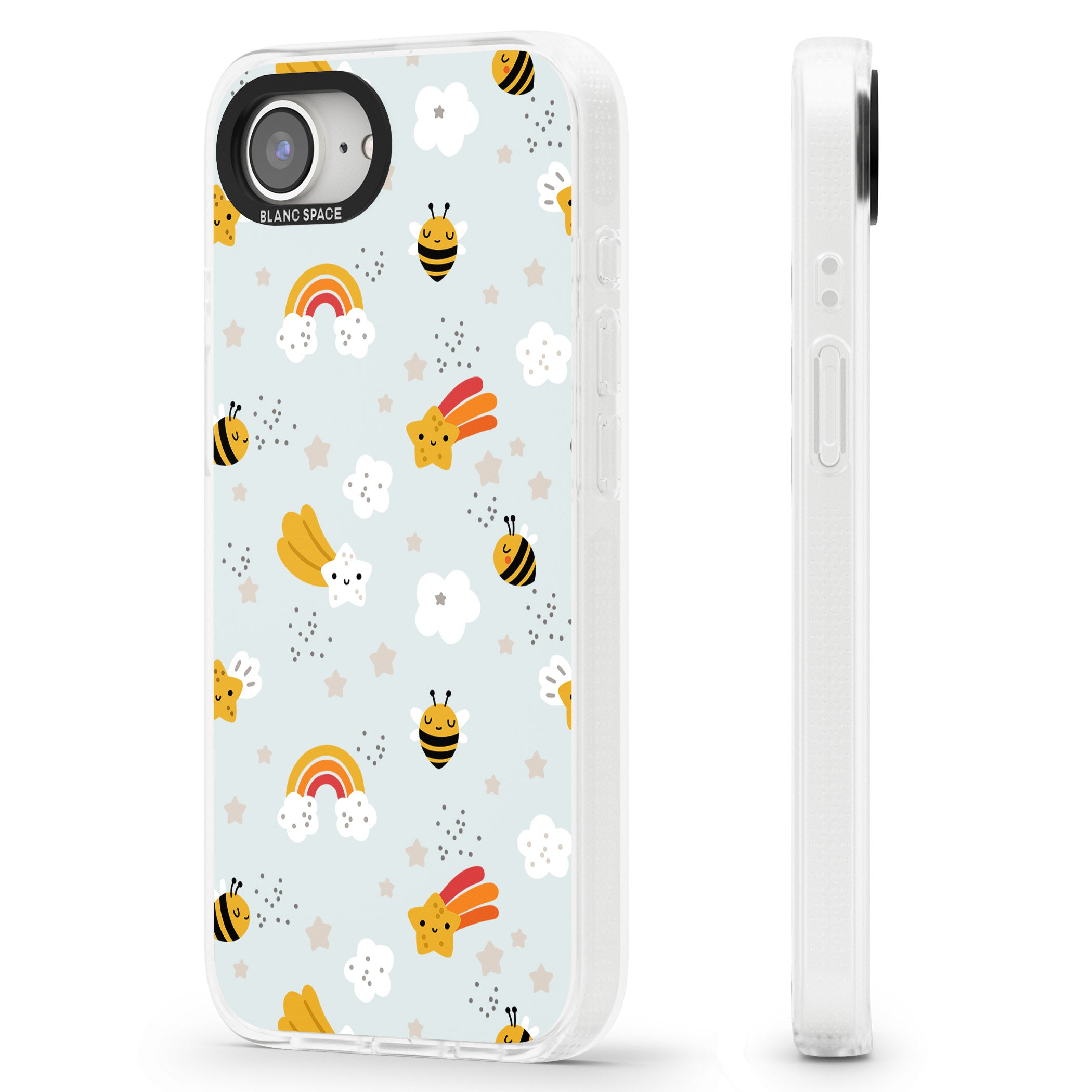 Sweet As Honey Patterns: Bees & Rainbows iPhone 16e Clear Case Impact Air - Blanc Space