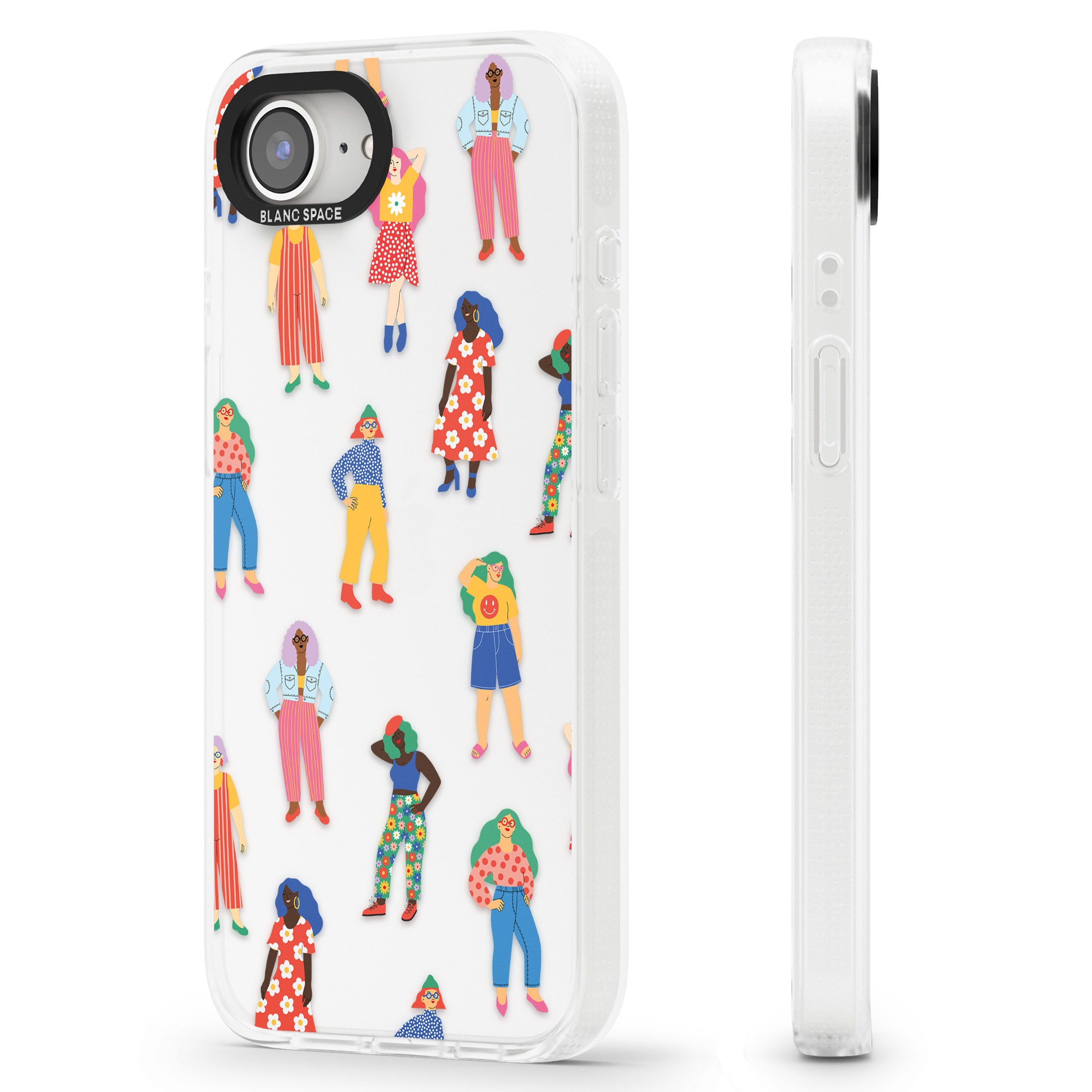 Girls Pattern iPhone 16e Clear Case Impact Air - Blanc Space