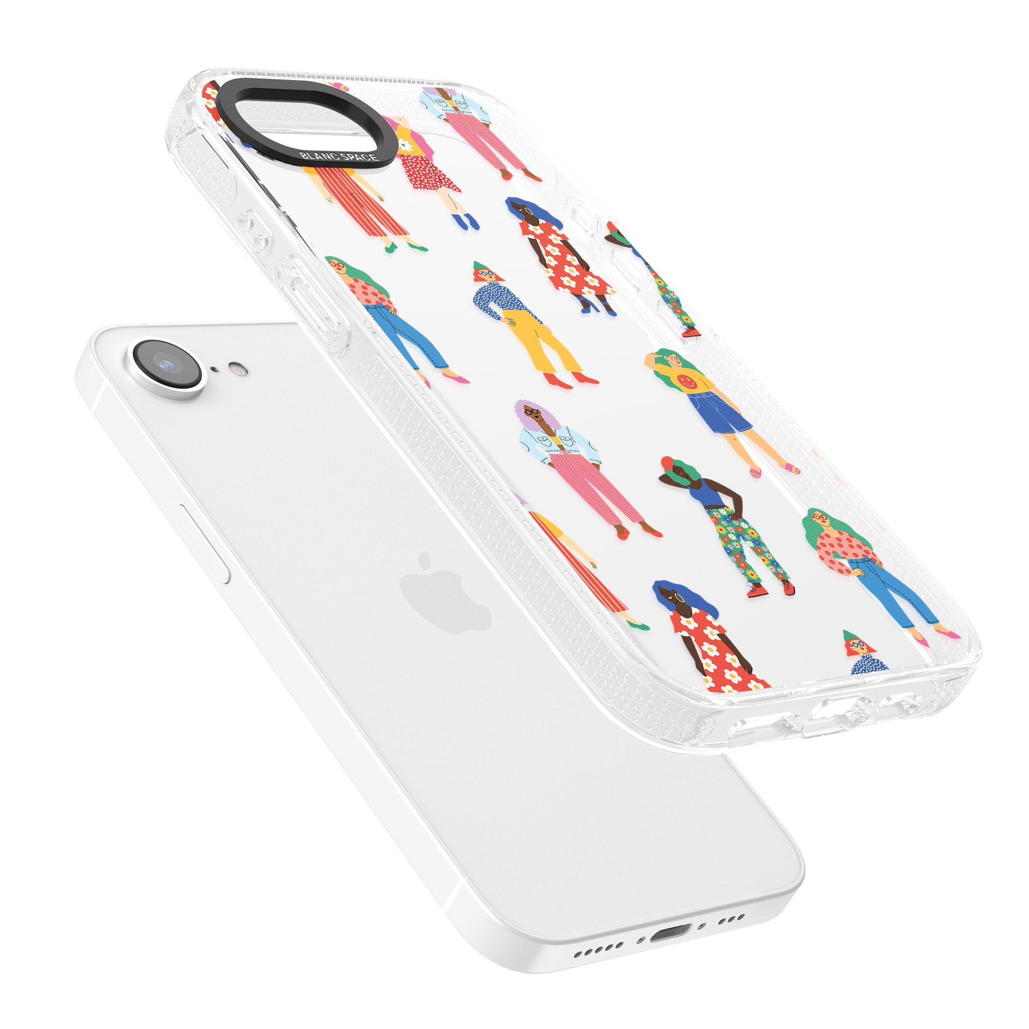 Girls Pattern iPhone 16e Clear Case Impact Air - Blanc Space