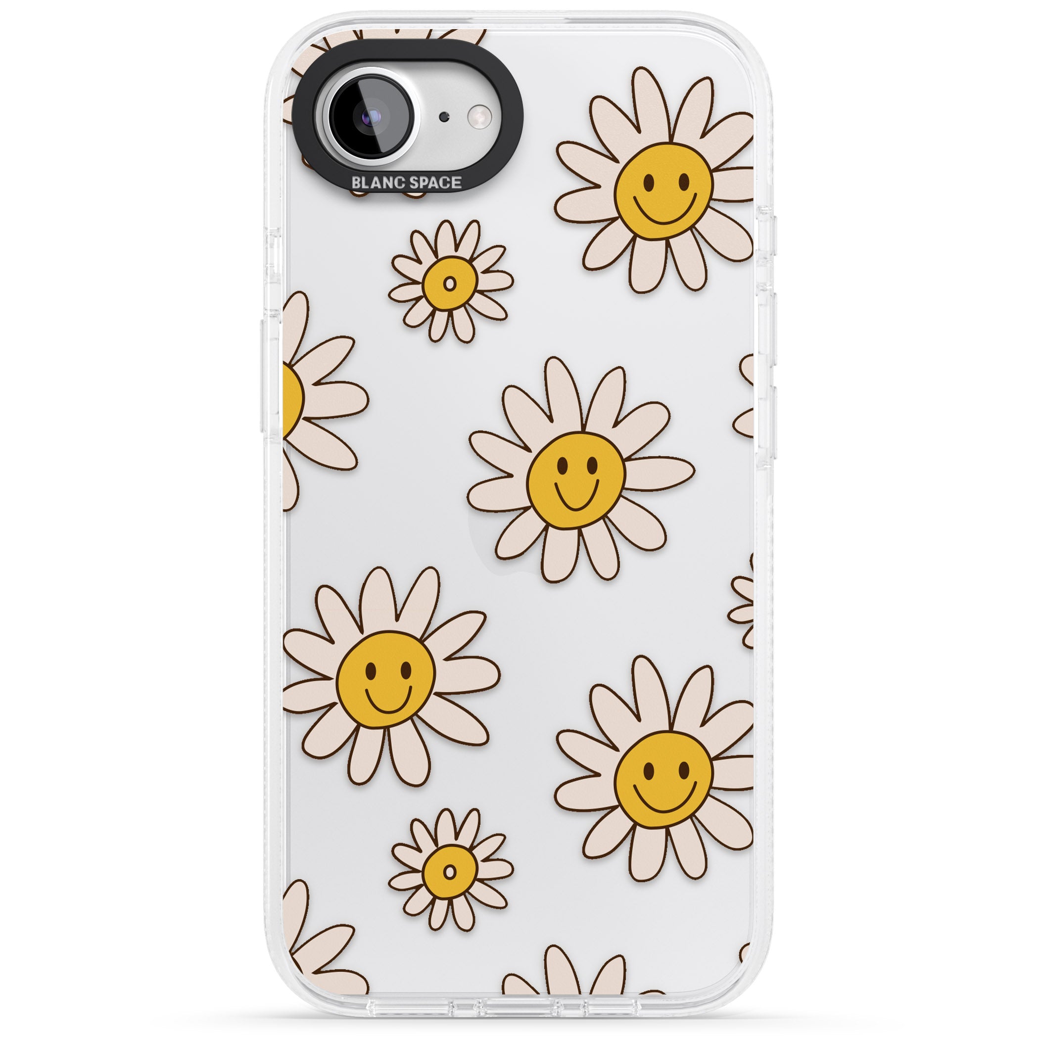 Daisy Faces iPhone 16e Clear Case Impact Air - Blanc Space