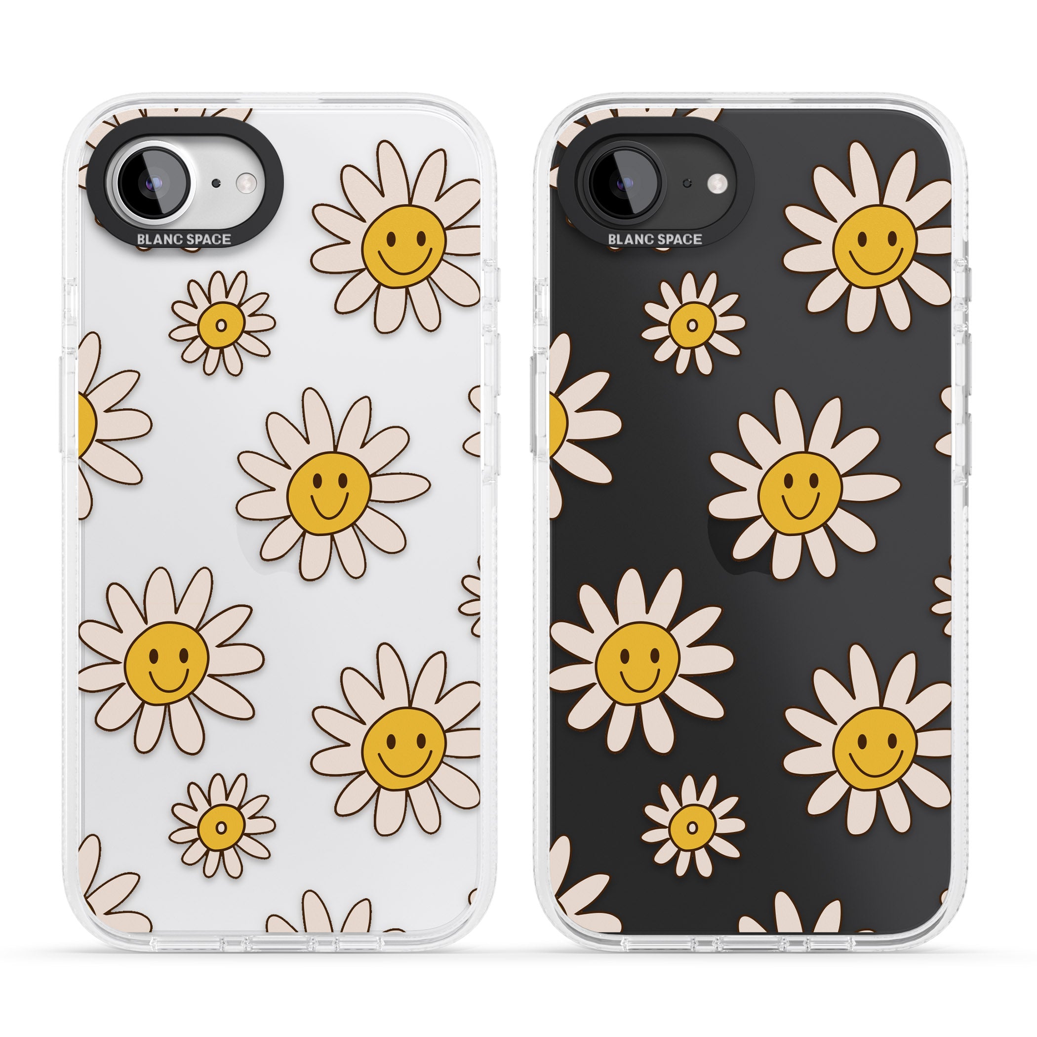 Daisy Faces iPhone 16e Clear Case Impact Air - Blanc Space