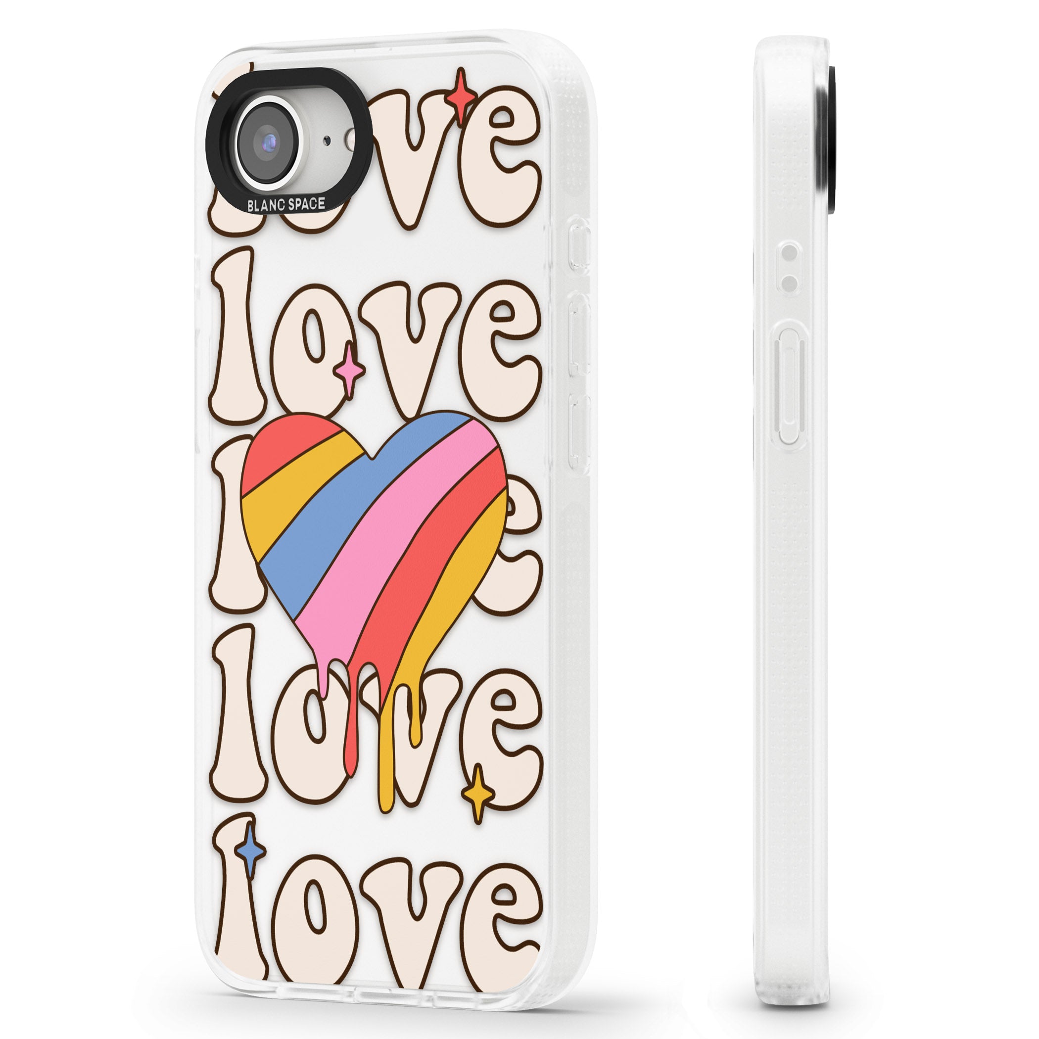 Groovy Love iPhone 16e Clear Case Impact Air - Blanc Space