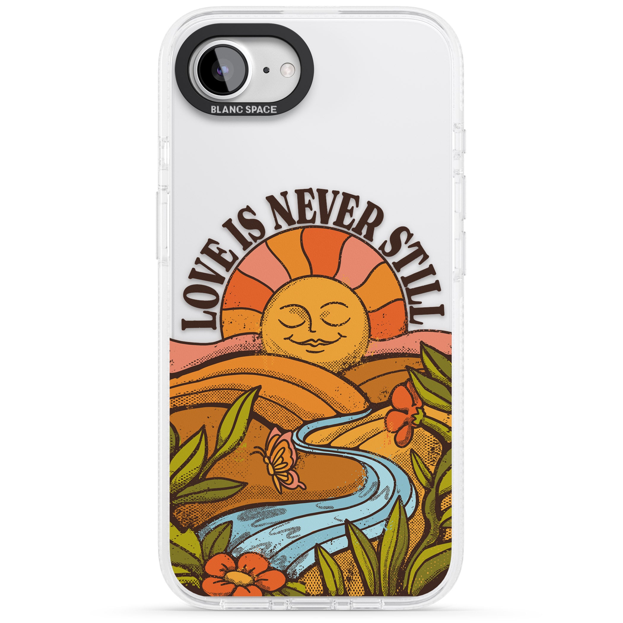 Love is Never Still iPhone 16e Clear Case Impact Air - Blanc Space
