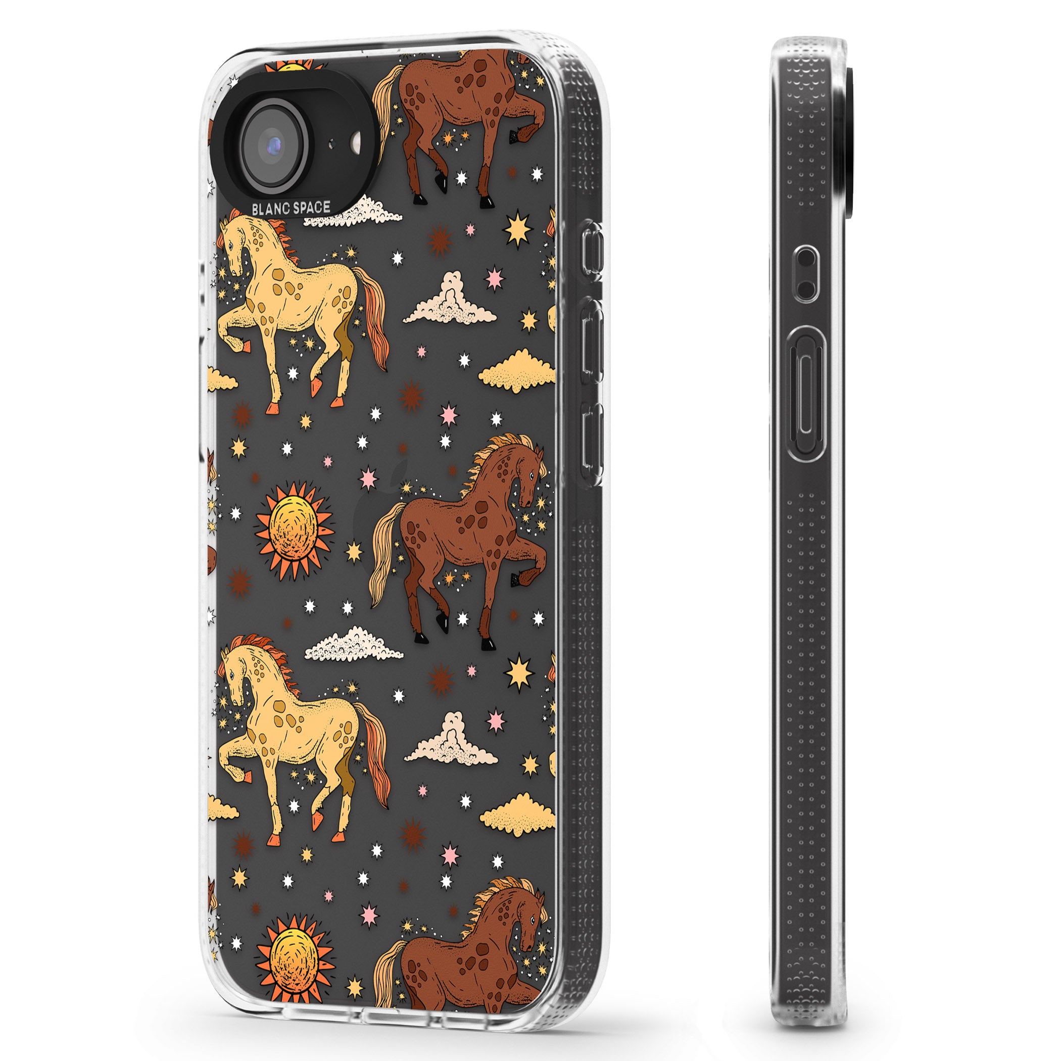 Boho Celestial Wild Horses iPhone 16e Clear Case Impact Air - Blanc Space
