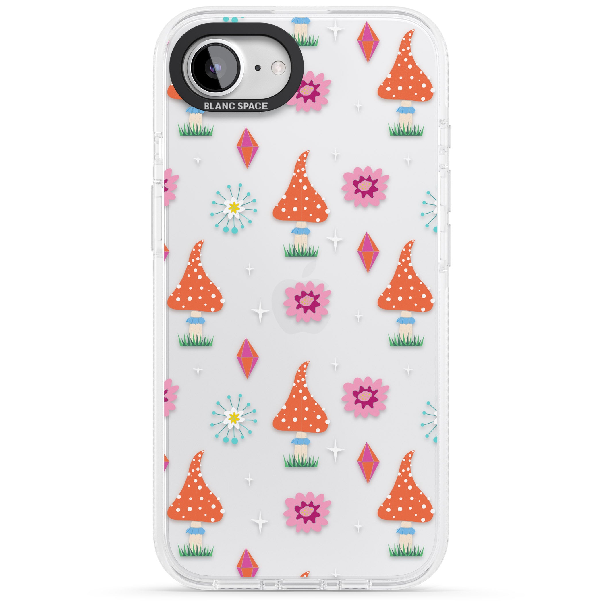 Boho Celestial Mushroom & Crystal iPhone 16e Clear Case Impact Air - Blanc Space