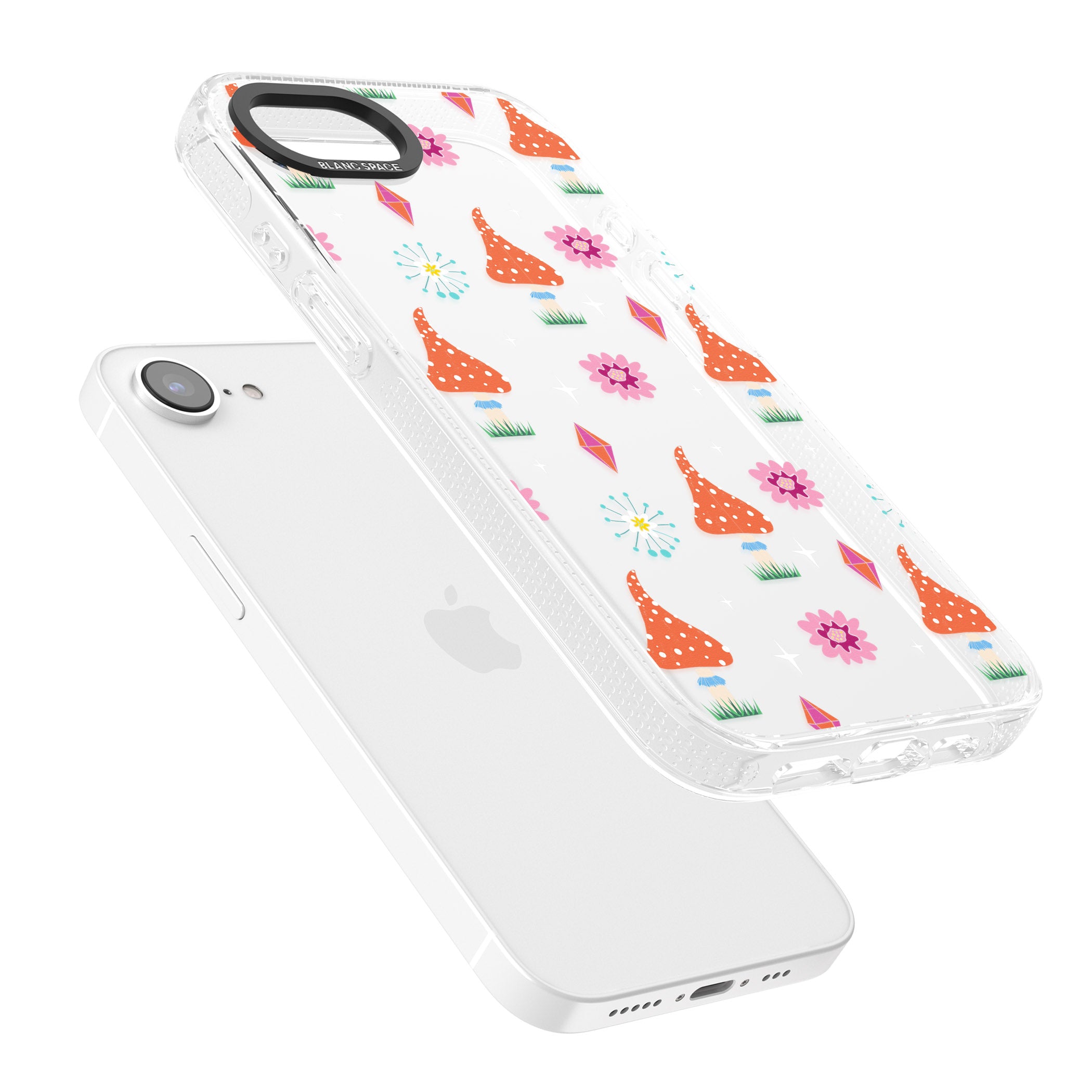 Boho Celestial Mushroom & Crystal iPhone 16e Clear Case Impact Air - Blanc Space