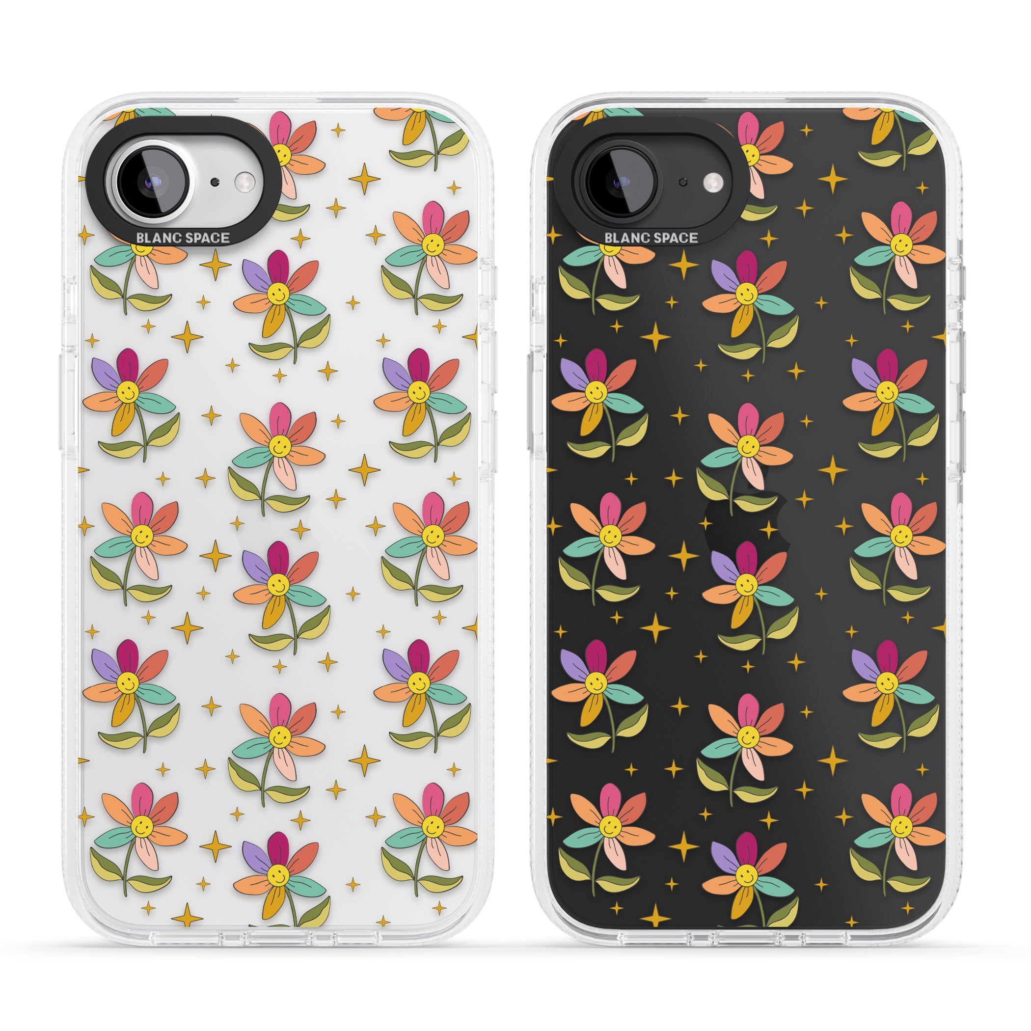 Boho Celestial Happy Flower iPhone 16e Clear Case Impact Air - Blanc Space