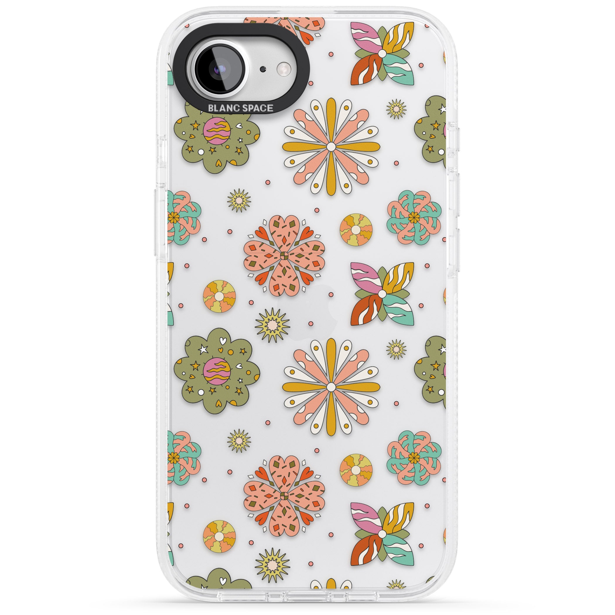 Boho Celestial Psychedelic Floral iPhone 16e Clear Case Impact Air - Blanc Space