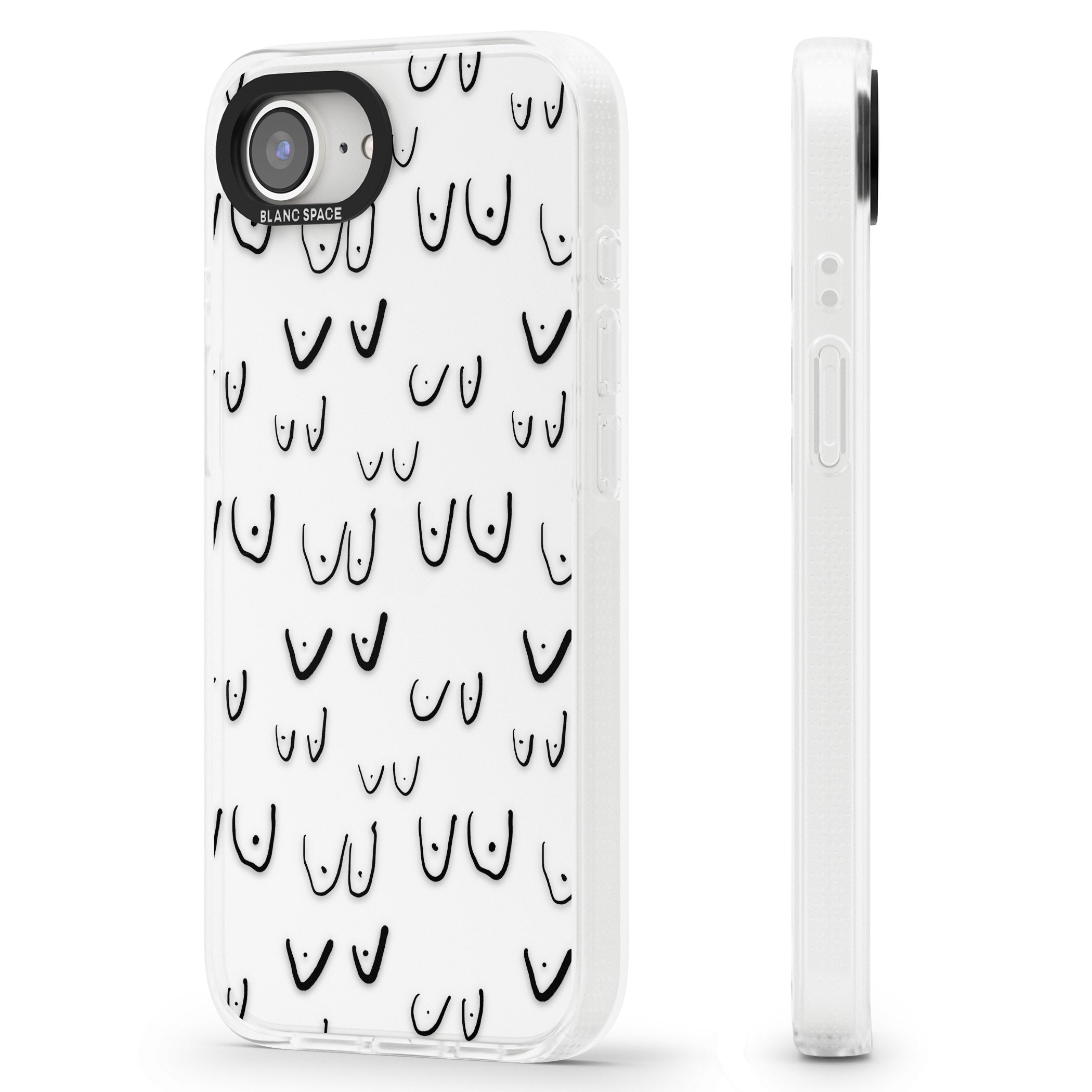 Free the boob (Black) iPhone 16e Clear Case Impact Air - Blanc Space