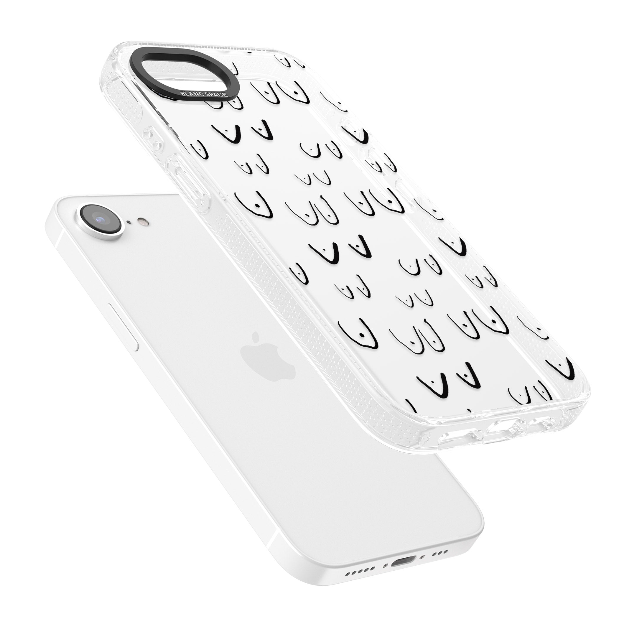 Free the boob (Black) iPhone 16e Clear Case Impact Air - Blanc Space