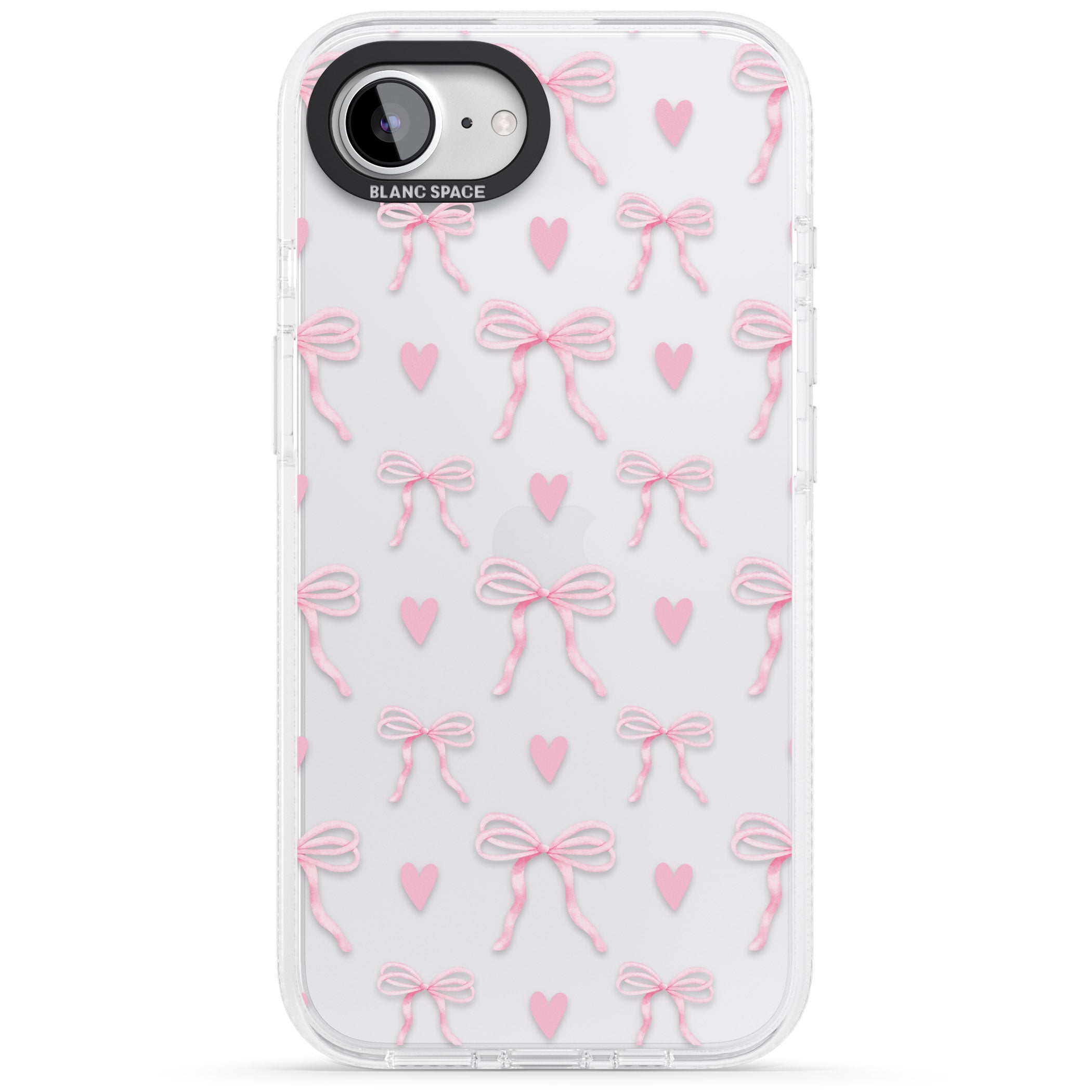 Pink Bows & Hearts iPhone 16e Clear Case Impact Air - Blanc Space