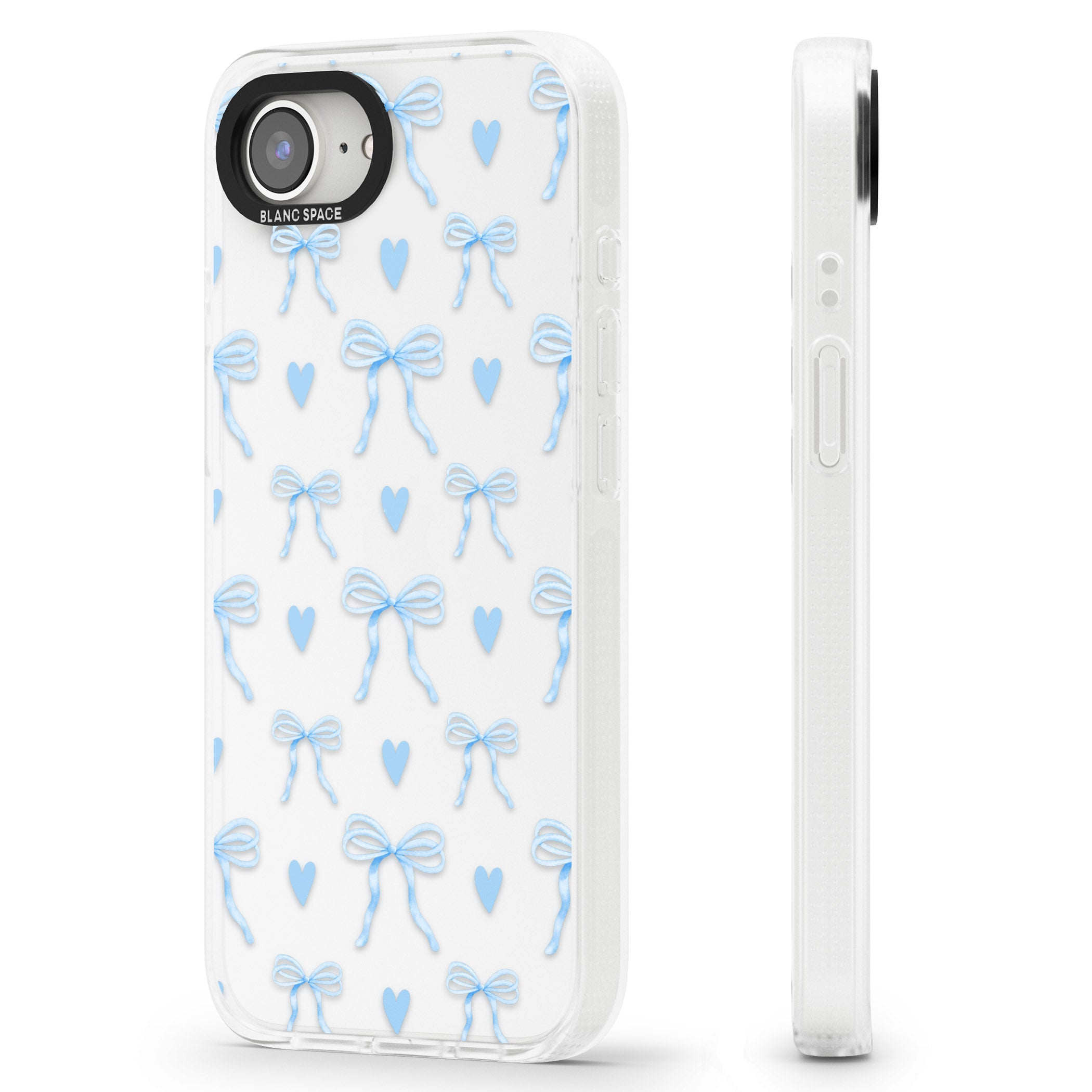 Blue Bows & Hearts iPhone 16e Clear Case Impact Air - Blanc Space