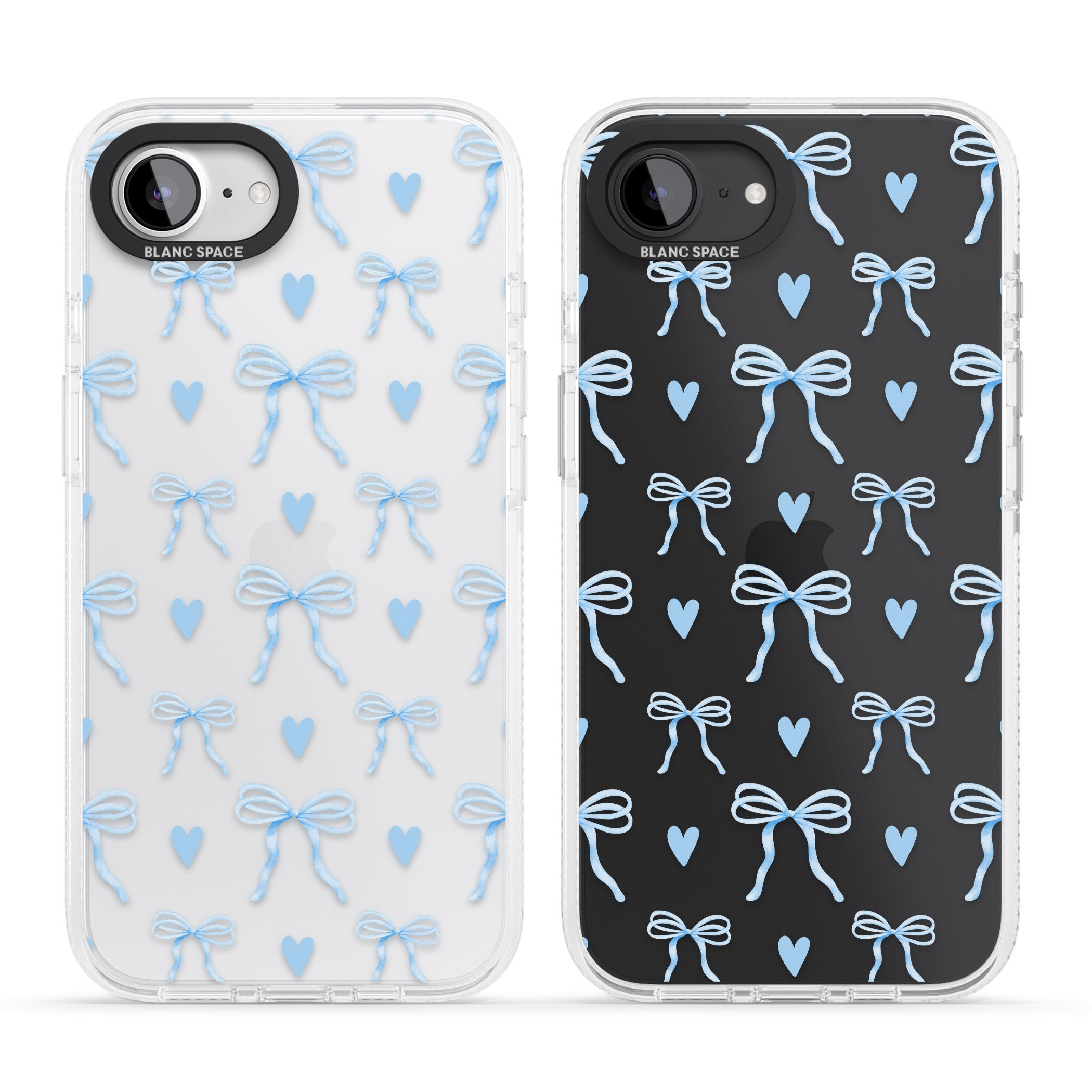 Blue Bows & Hearts iPhone 16e Clear Case Impact Air - Blanc Space