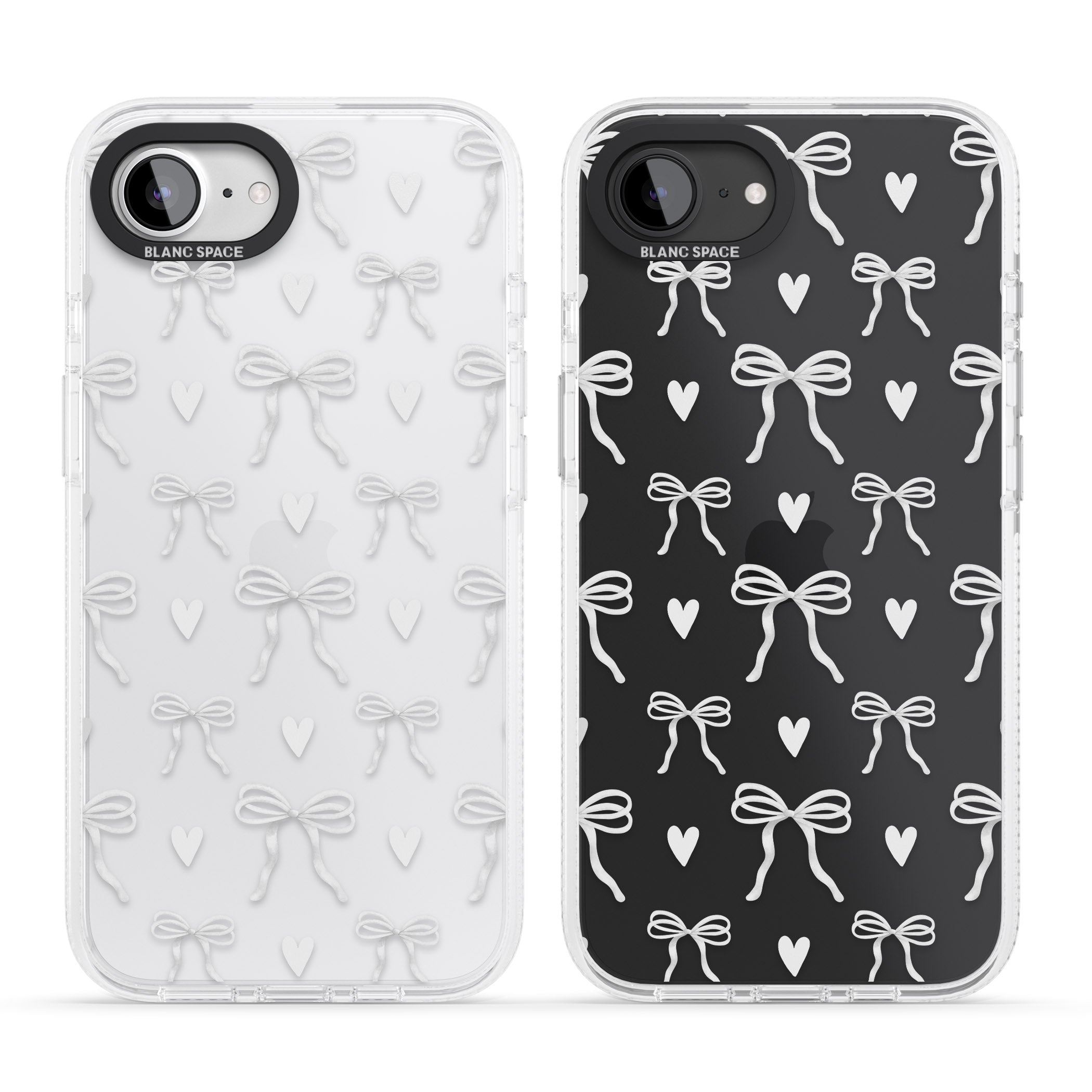White Bows & Hearts iPhone 16e Clear Case Impact Air - Blanc Space