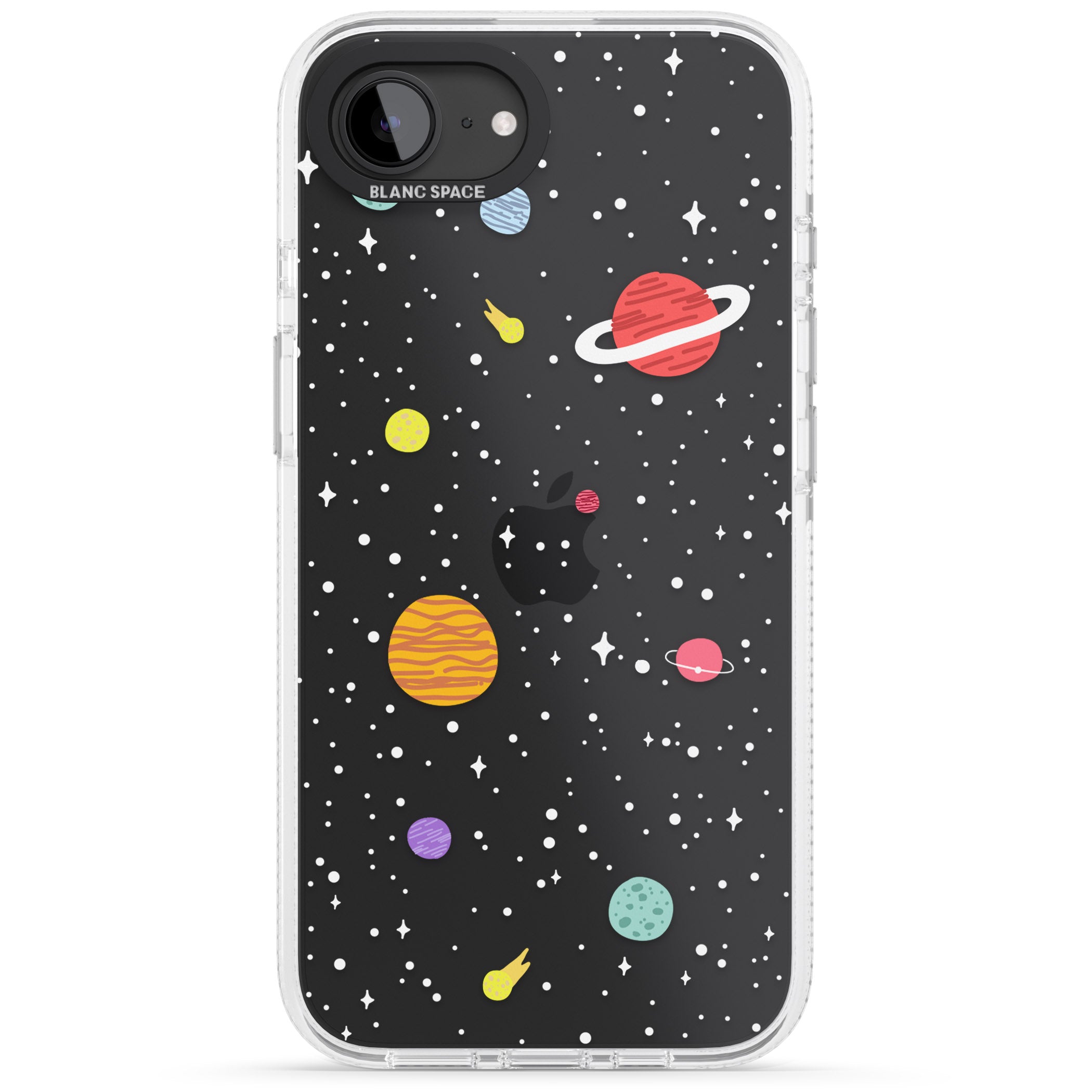 Cute Cartoon Planets (Clear) iPhone 16e Clear Case Impact Air - Blanc Space