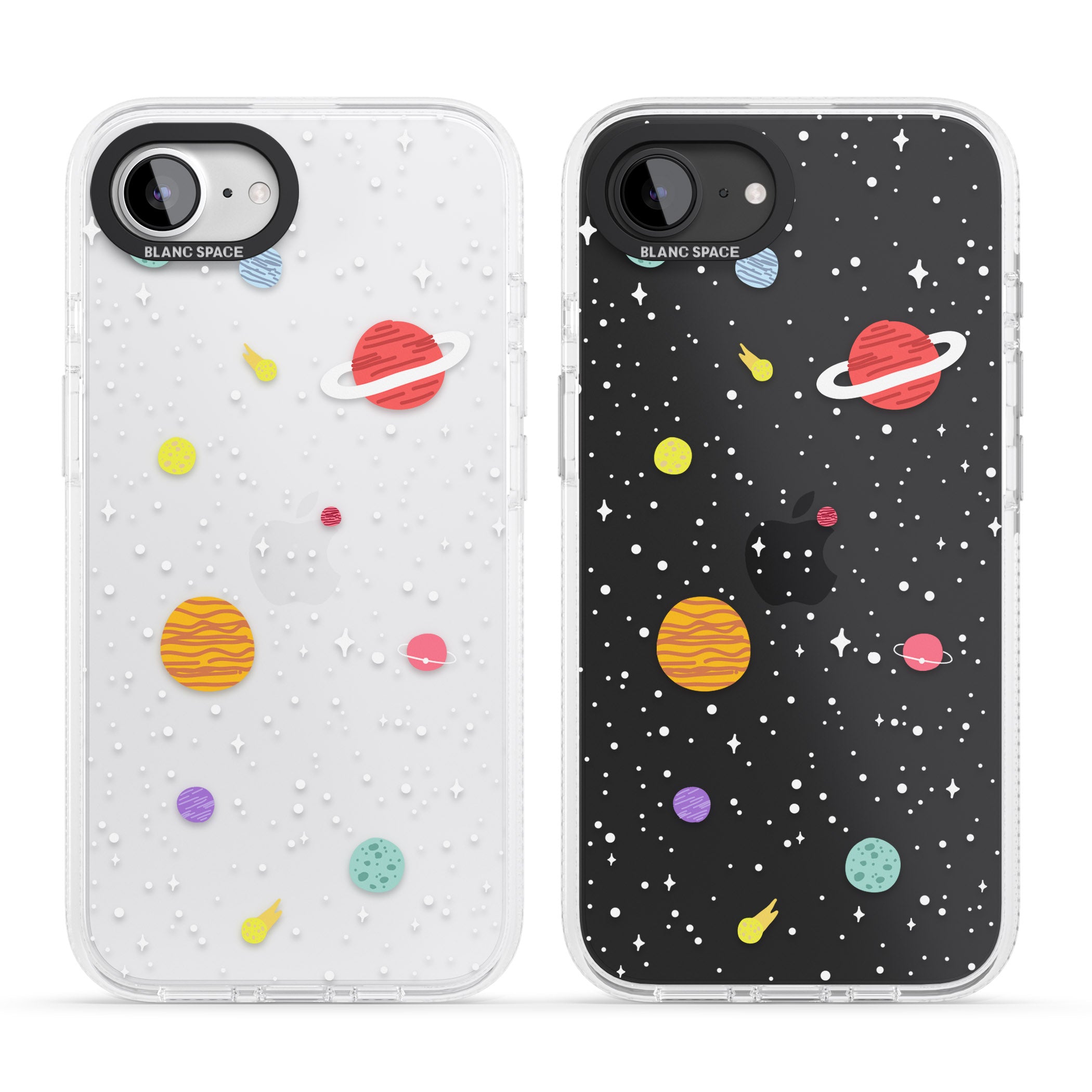 Cute Cartoon Planets (Clear) iPhone 16e Clear Case Impact Air - Blanc Space