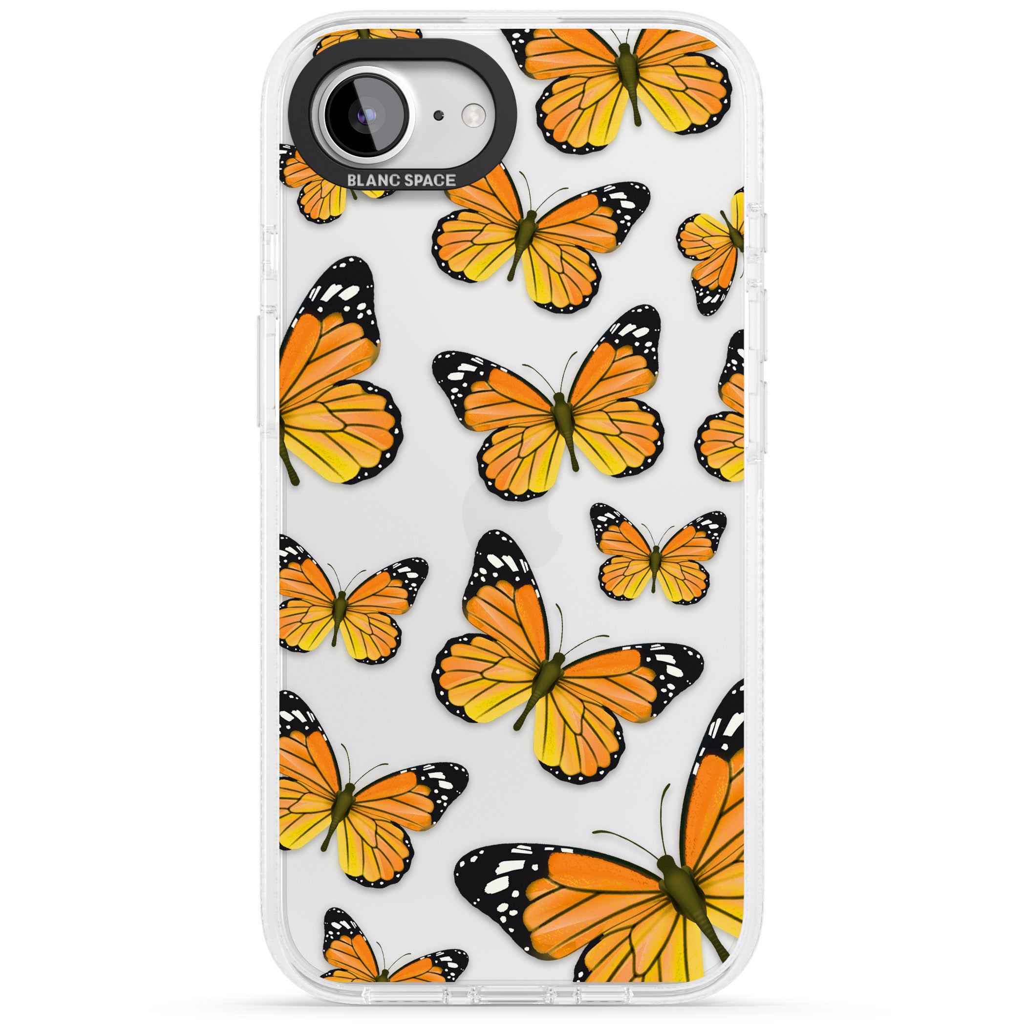 Sun-Yellow Butterflies iPhone 16e Clear Case Impact Air - Blanc Space