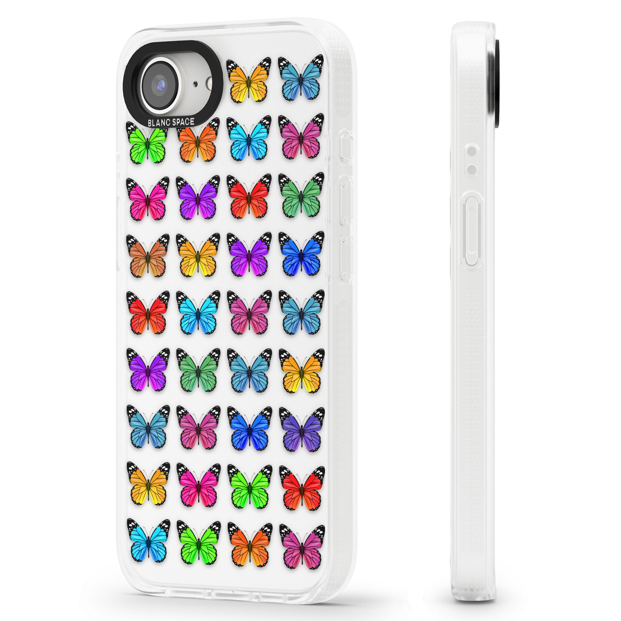 Colourful Butterfly Pattern iPhone 16e Clear Case Impact Air - Blanc Space