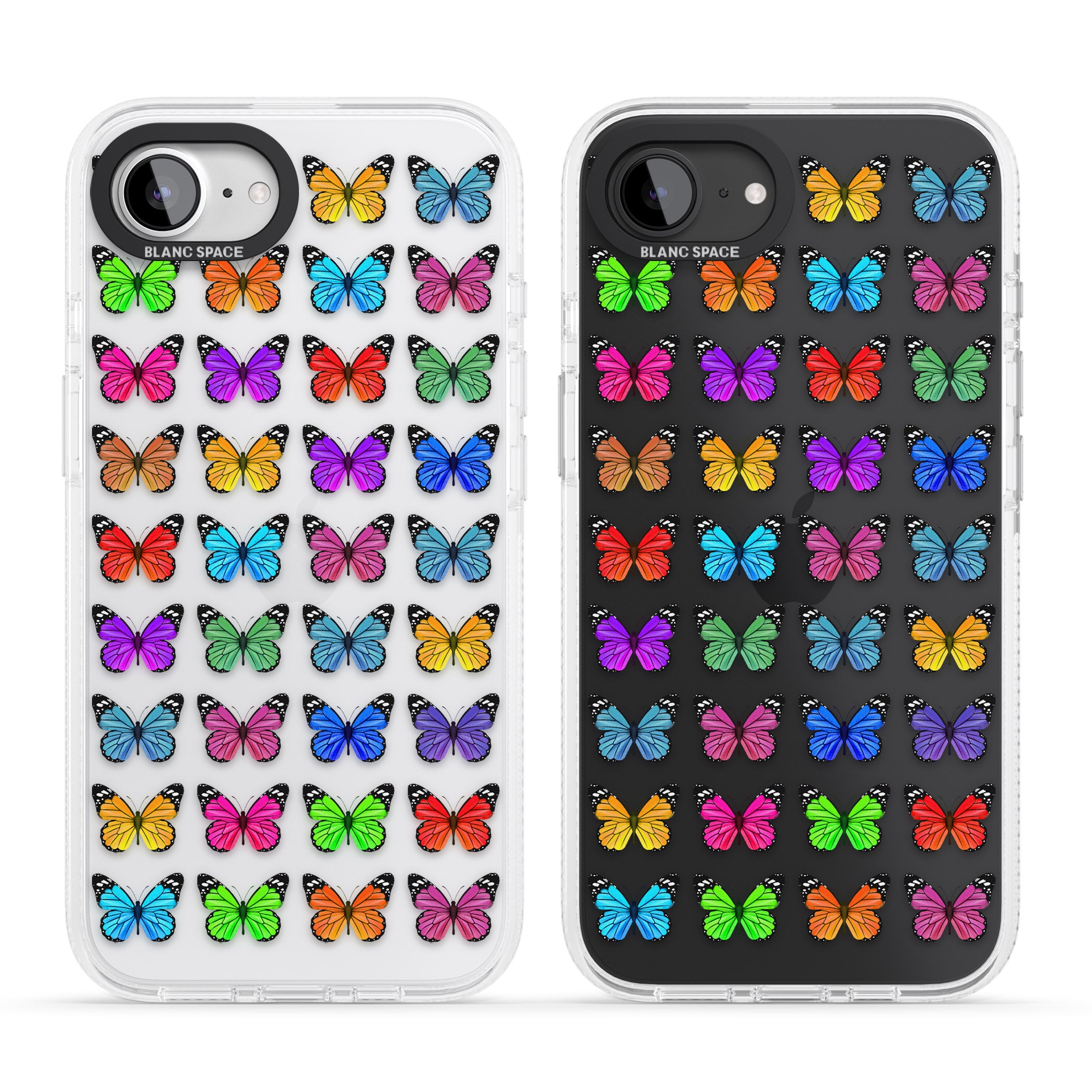 Colourful Butterfly Pattern iPhone 16e Clear Case Impact Air - Blanc Space