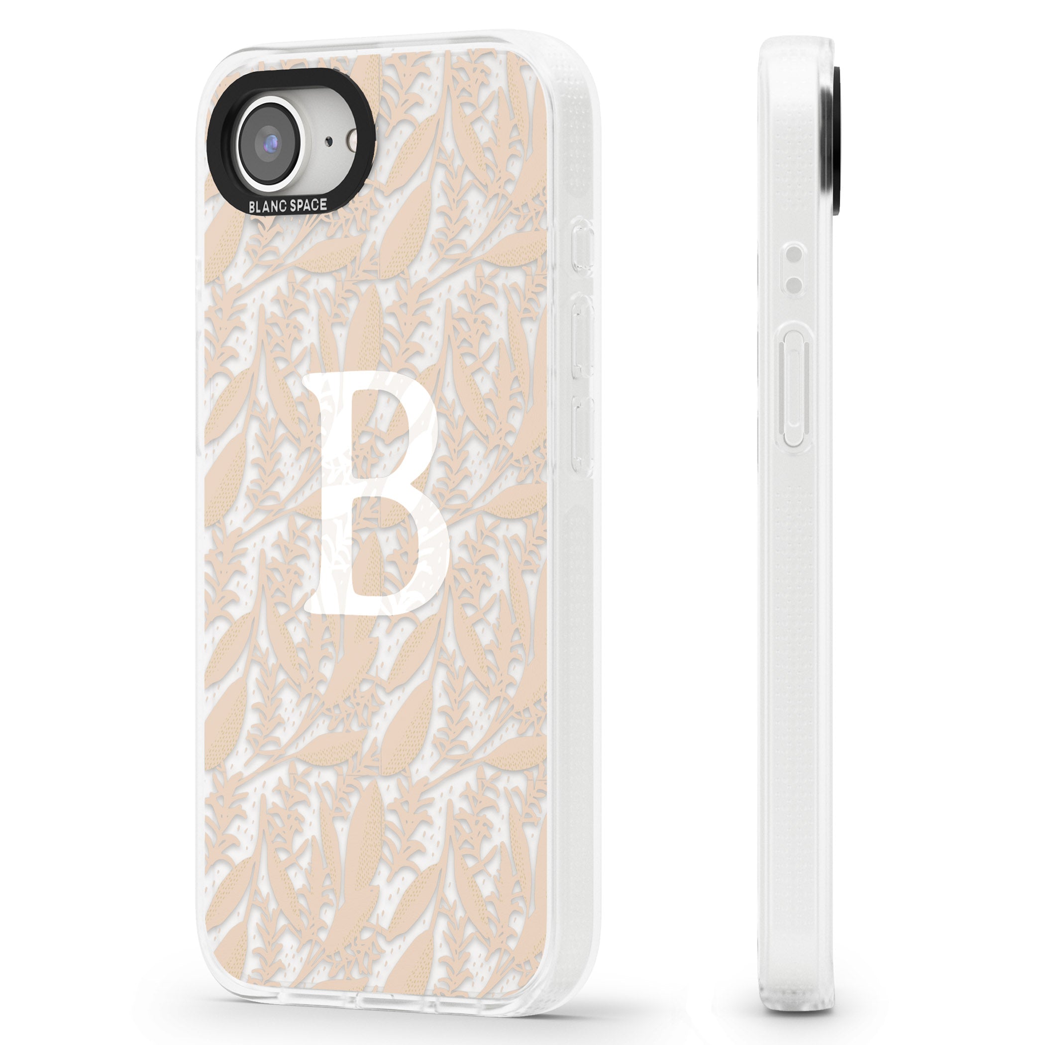 Personalised Subtle Monogram Abstract Floral iPhone 16e Clear Case Impact Air - Blanc Space