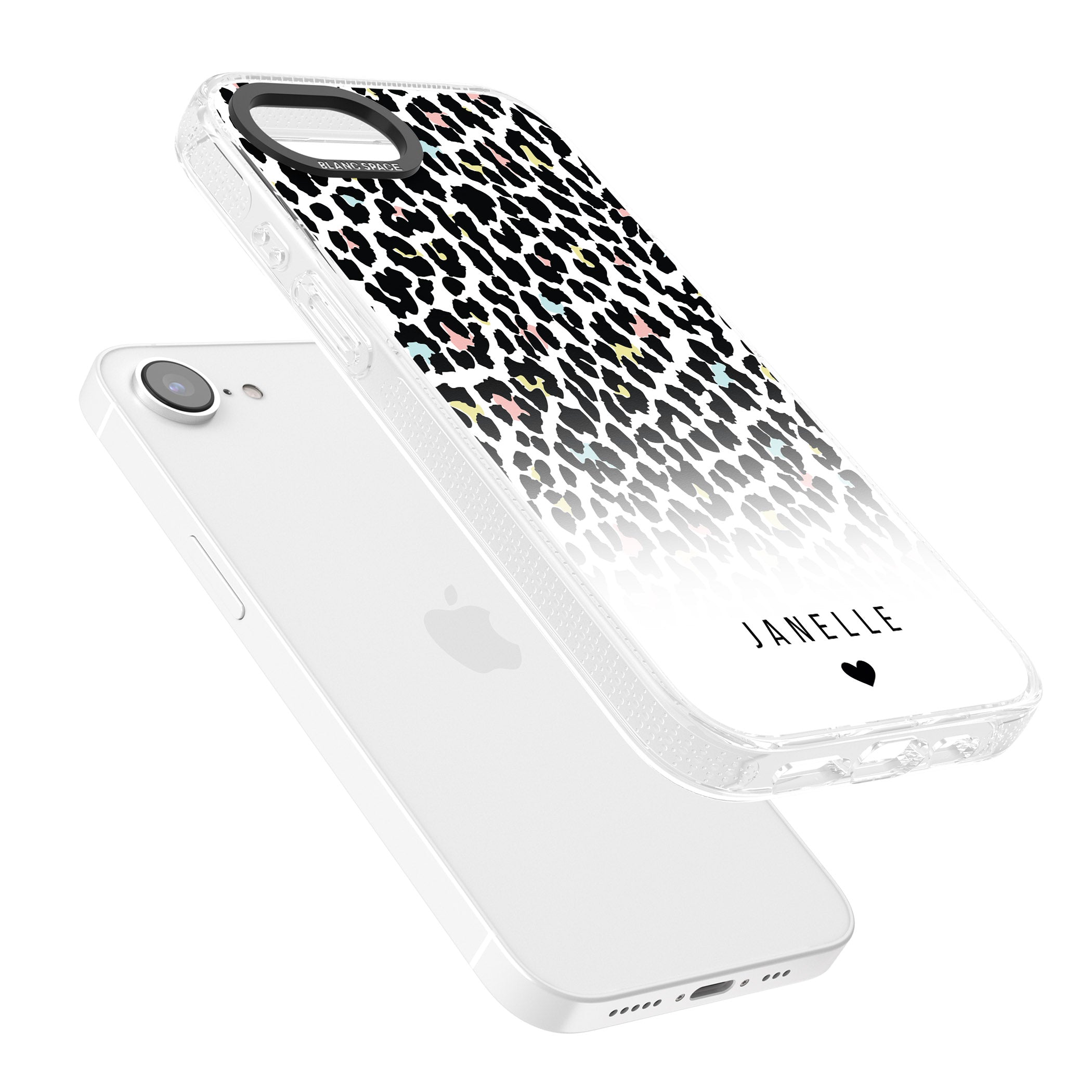 Personalised Pastel Leopard Spots iPhone 16e Clear Case Impact Air - Blanc Space