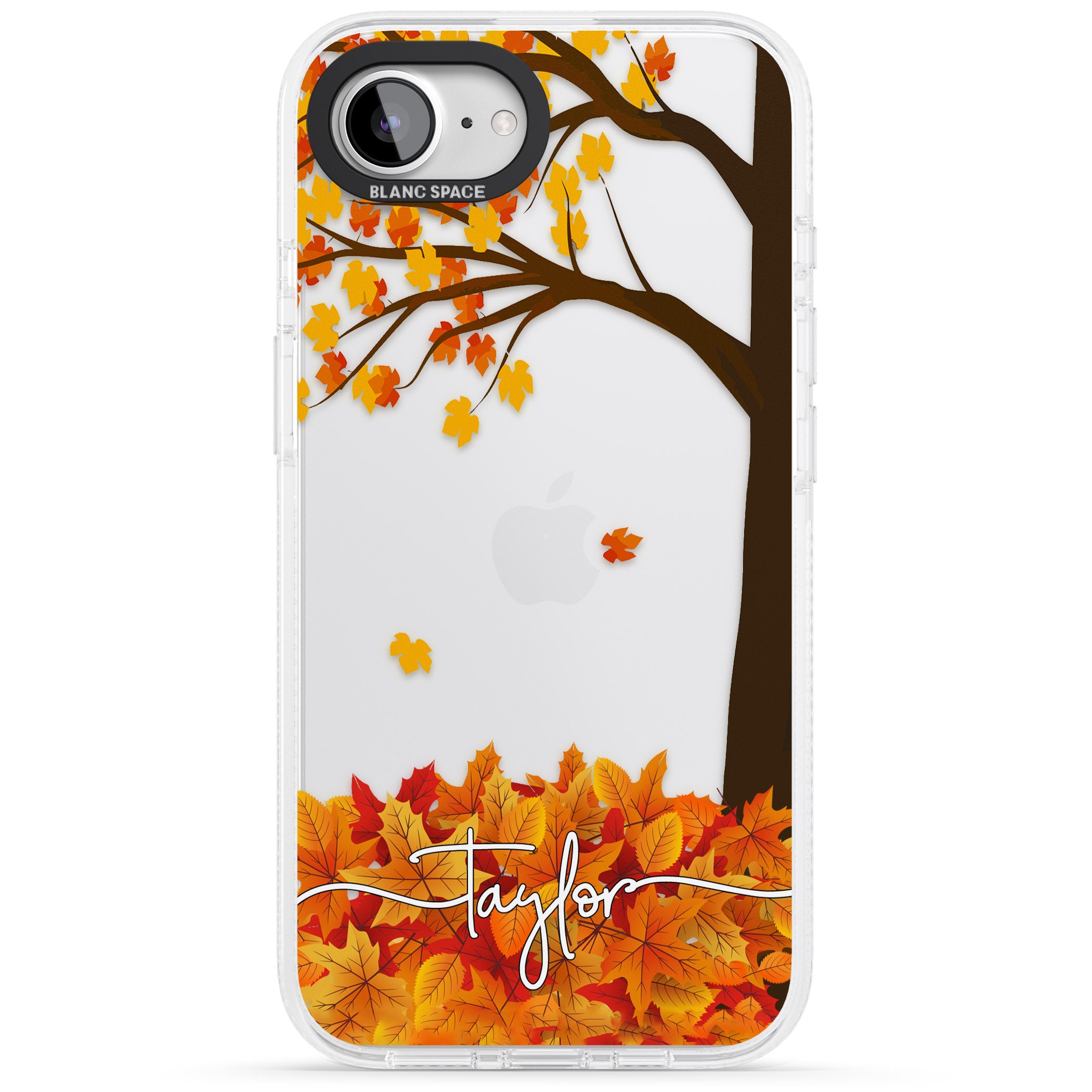 Personalised Autumn Leaves iPhone 16e Clear Case Impact Air - Blanc Space