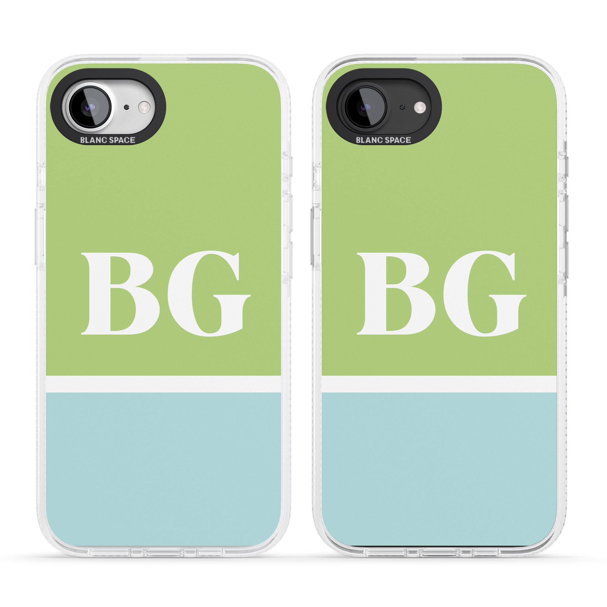 Personalised Colourblock: Green & Turquoise iPhone 16e Clear Case Impact Air - Blanc Space