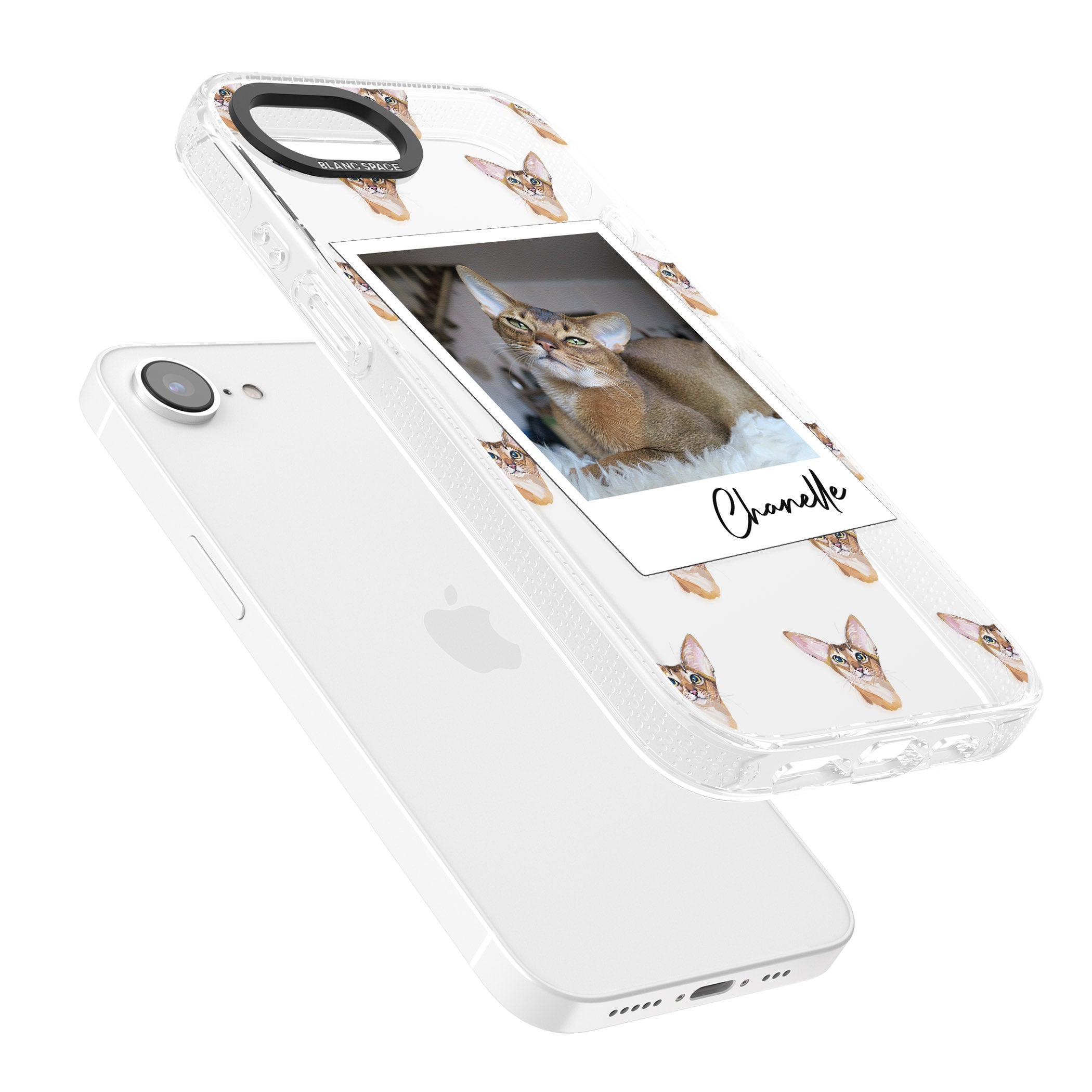 Personalised Abyssinian Cat Photo iPhone 16e Clear Case Impact Air - Blanc Space