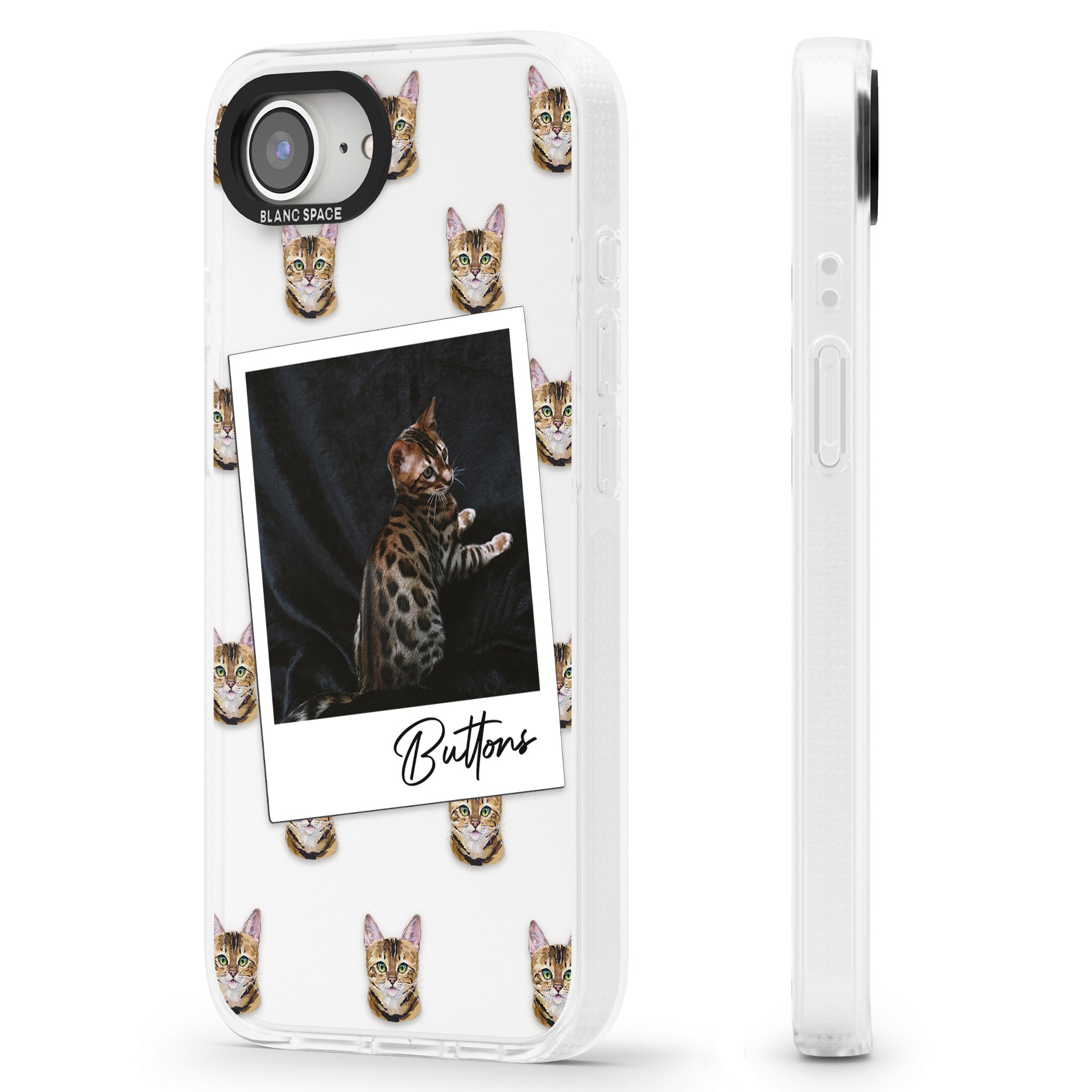 Personalised Bengal Cat Photo iPhone 16e Clear Case Impact Air - Blanc Space