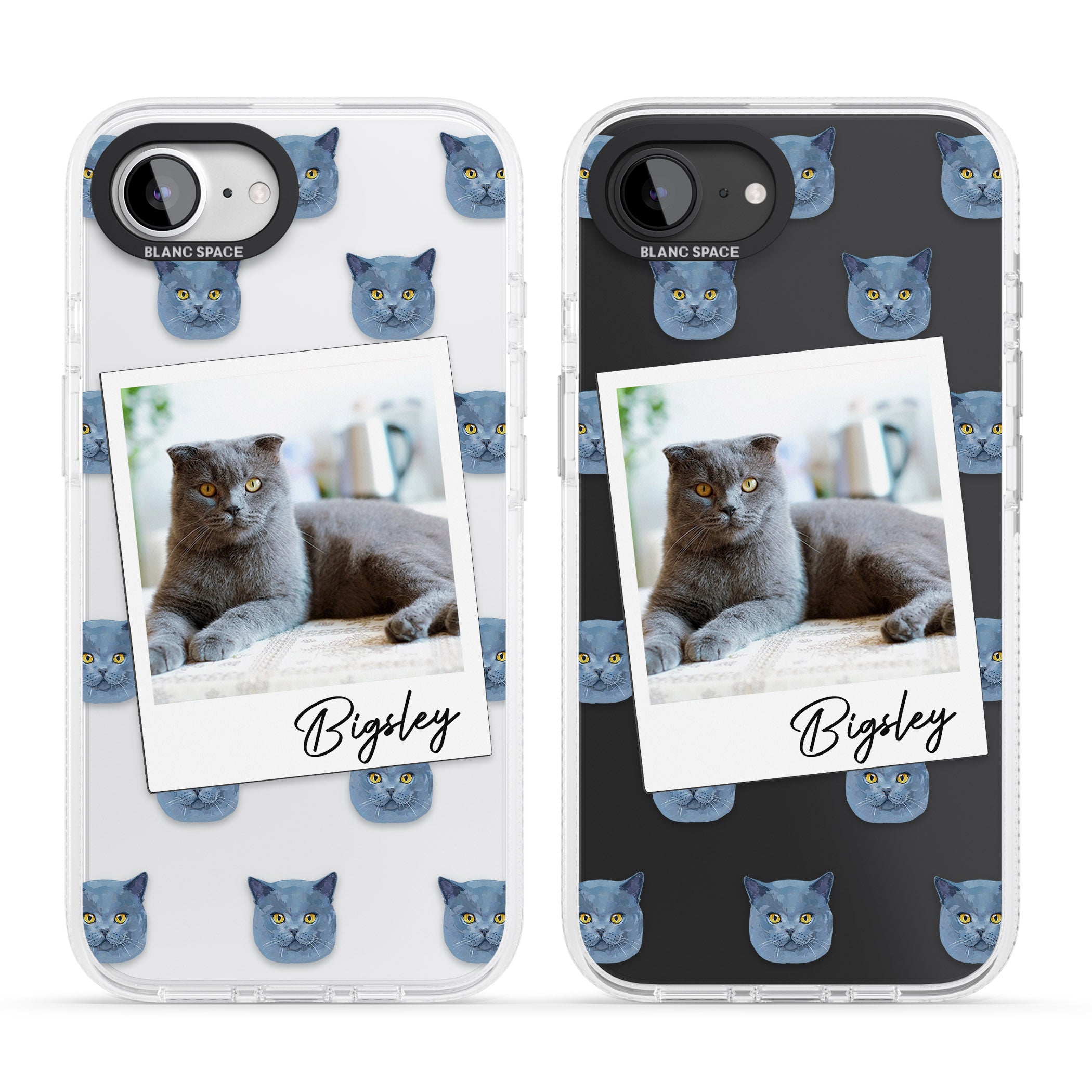 Personalised English Blue Cat Photo iPhone 16e Clear Case Impact Air - Blanc Space