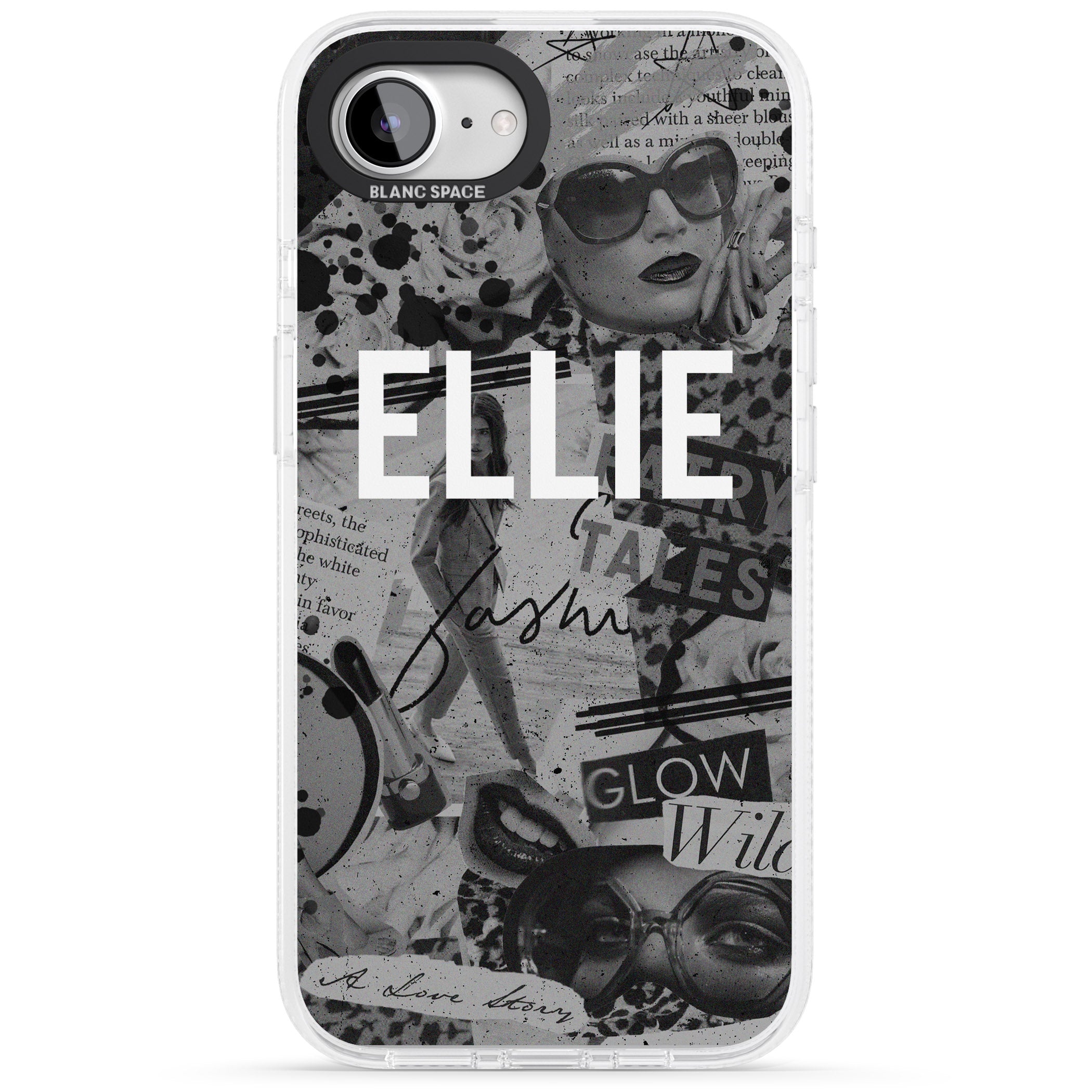 Personalised Grey Scale Fashion Collage iPhone 16e Clear Case Impact Air - Blanc Space