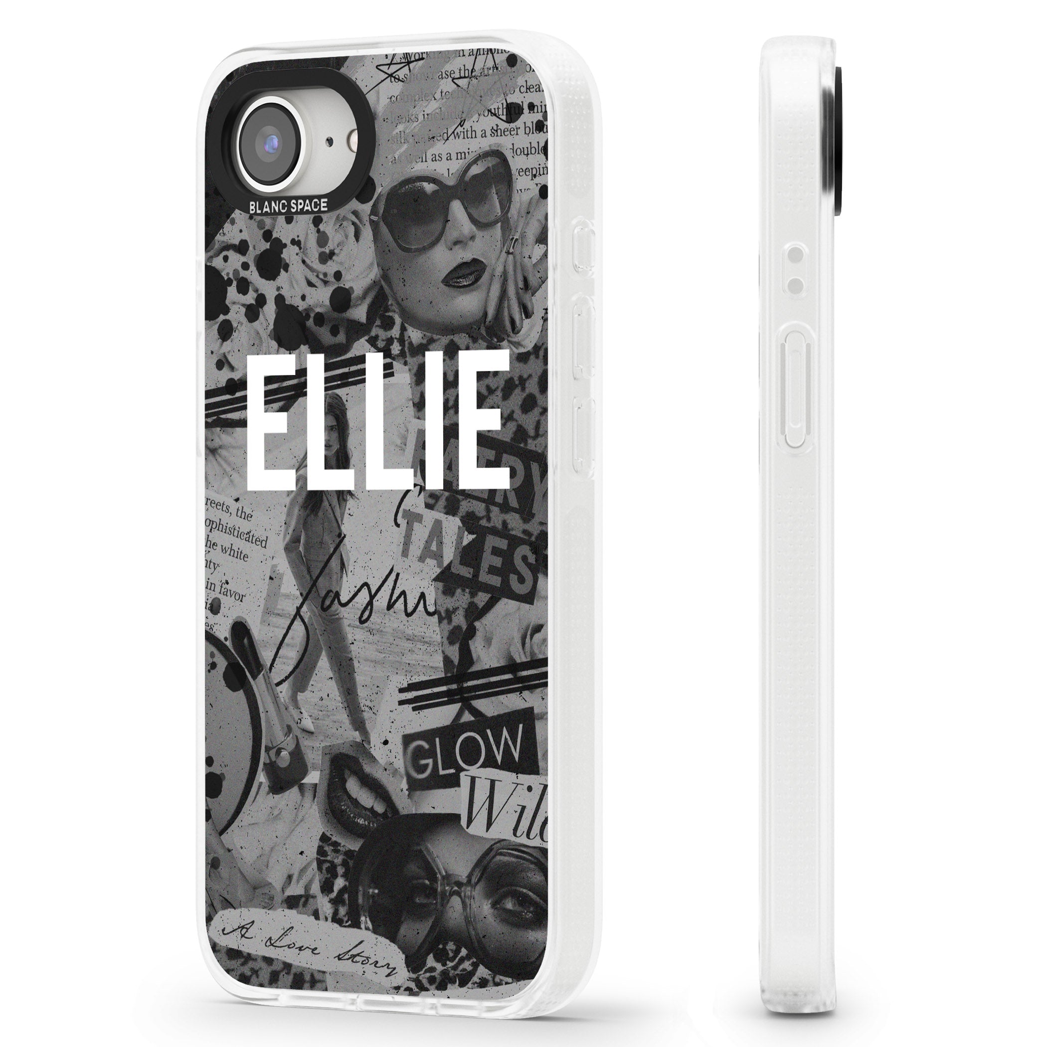 Personalised Grey Scale Fashion Collage iPhone 16e Clear Case Impact Air - Blanc Space
