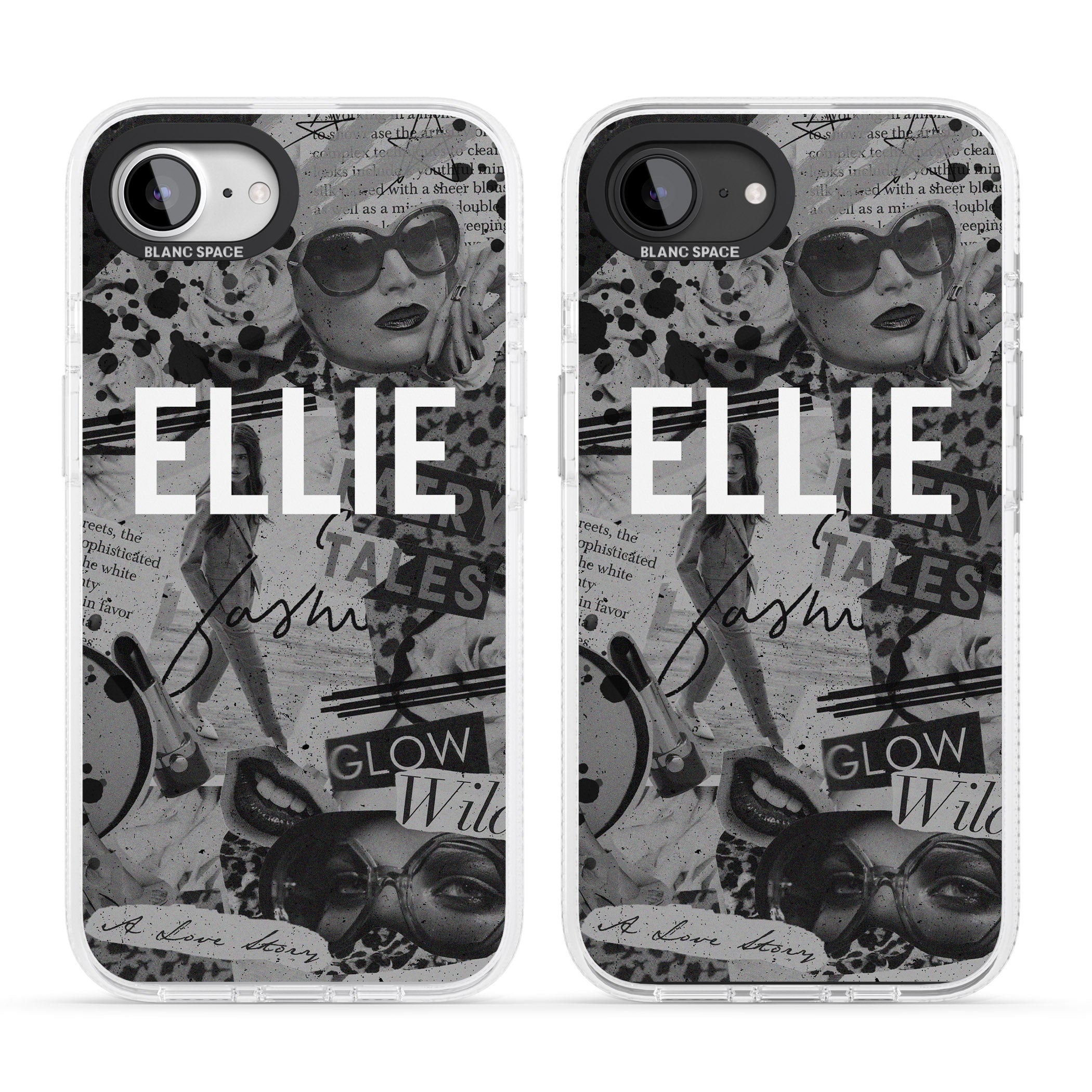 Personalised Grey Scale Fashion Collage iPhone 16e Clear Case Impact Air - Blanc Space