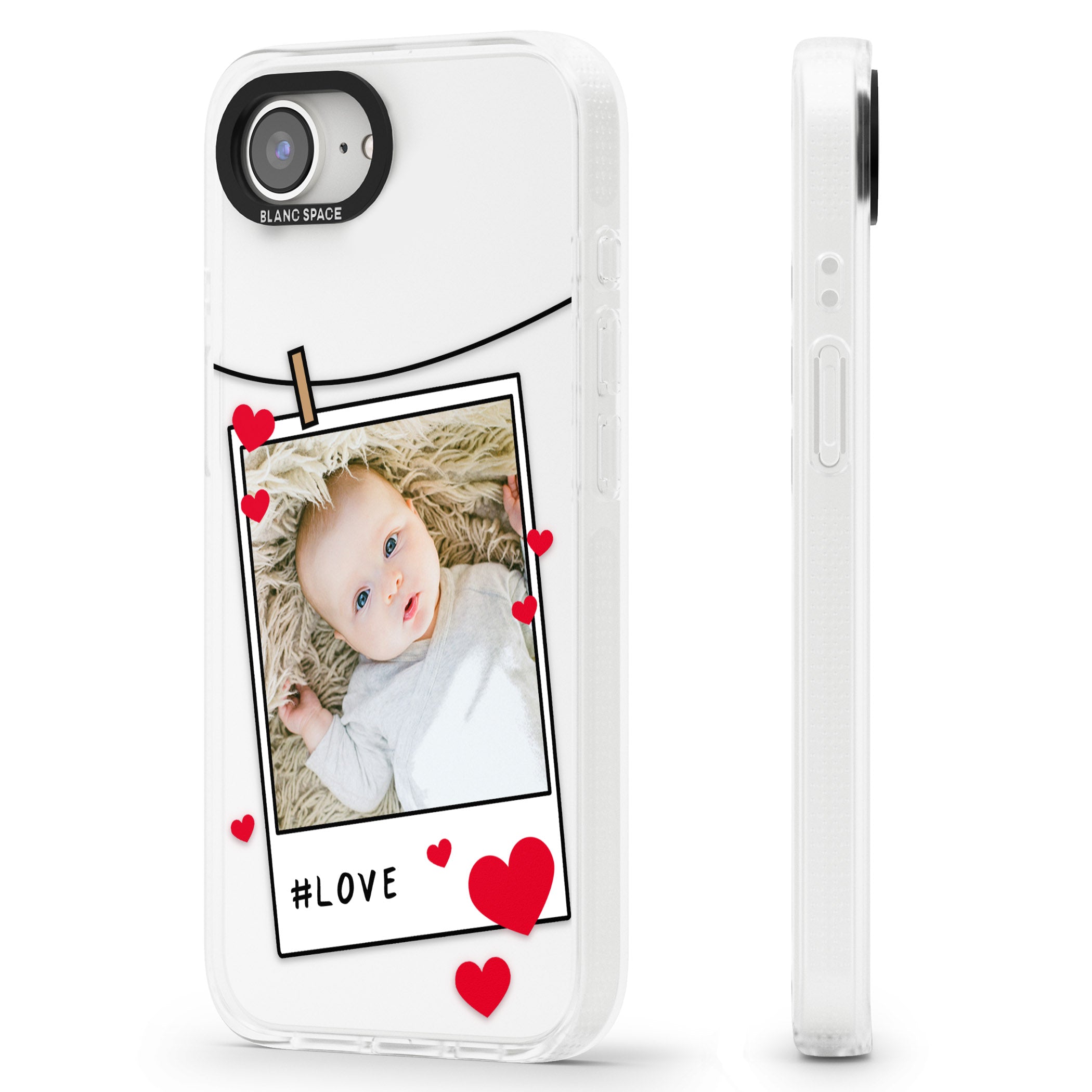 Personalised Love Instant Film Photo iPhone 16e Clear Case Impact Air - Blanc Space