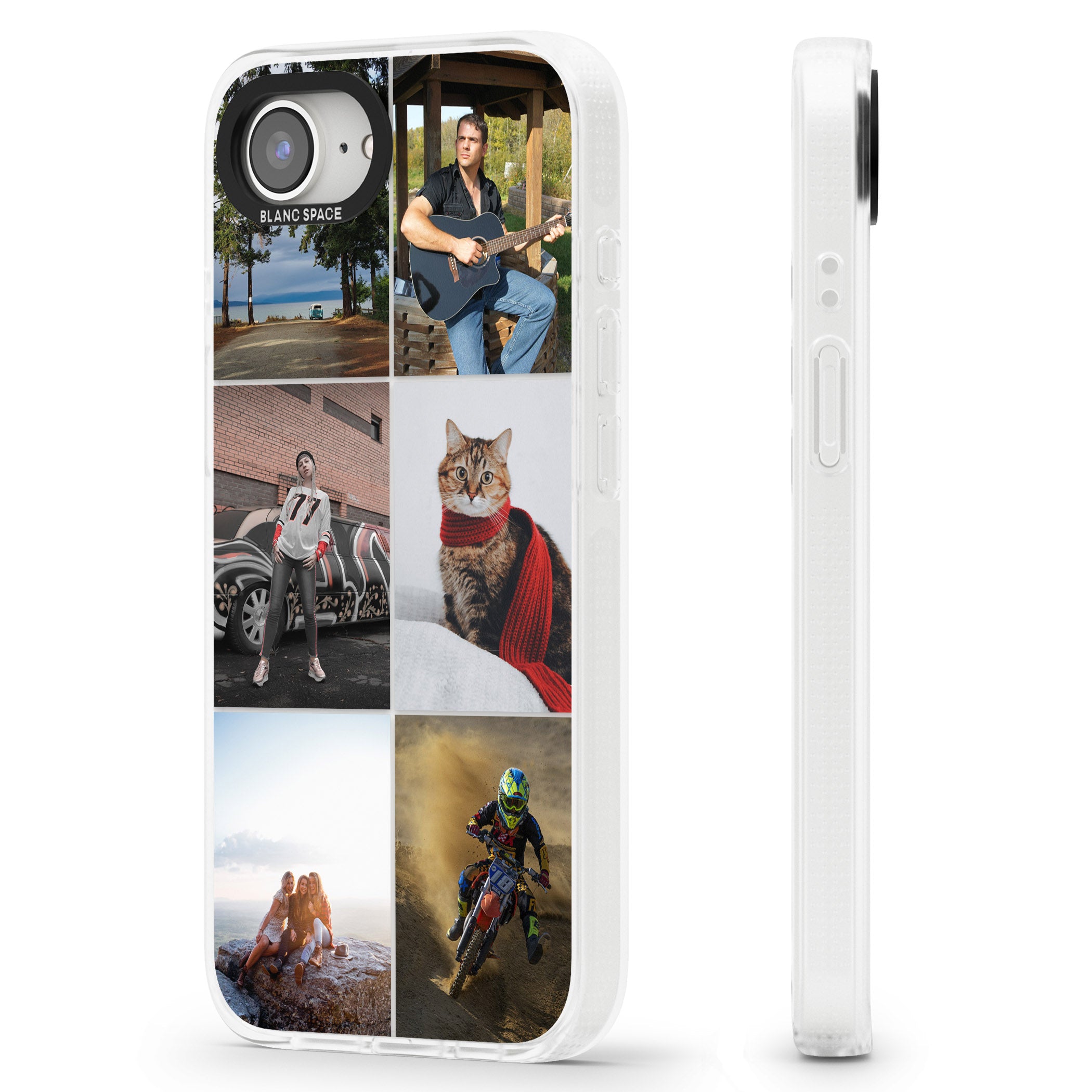 Personalised 6 Photo Grid iPhone 16e Clear Case Impact Air - Blanc Space