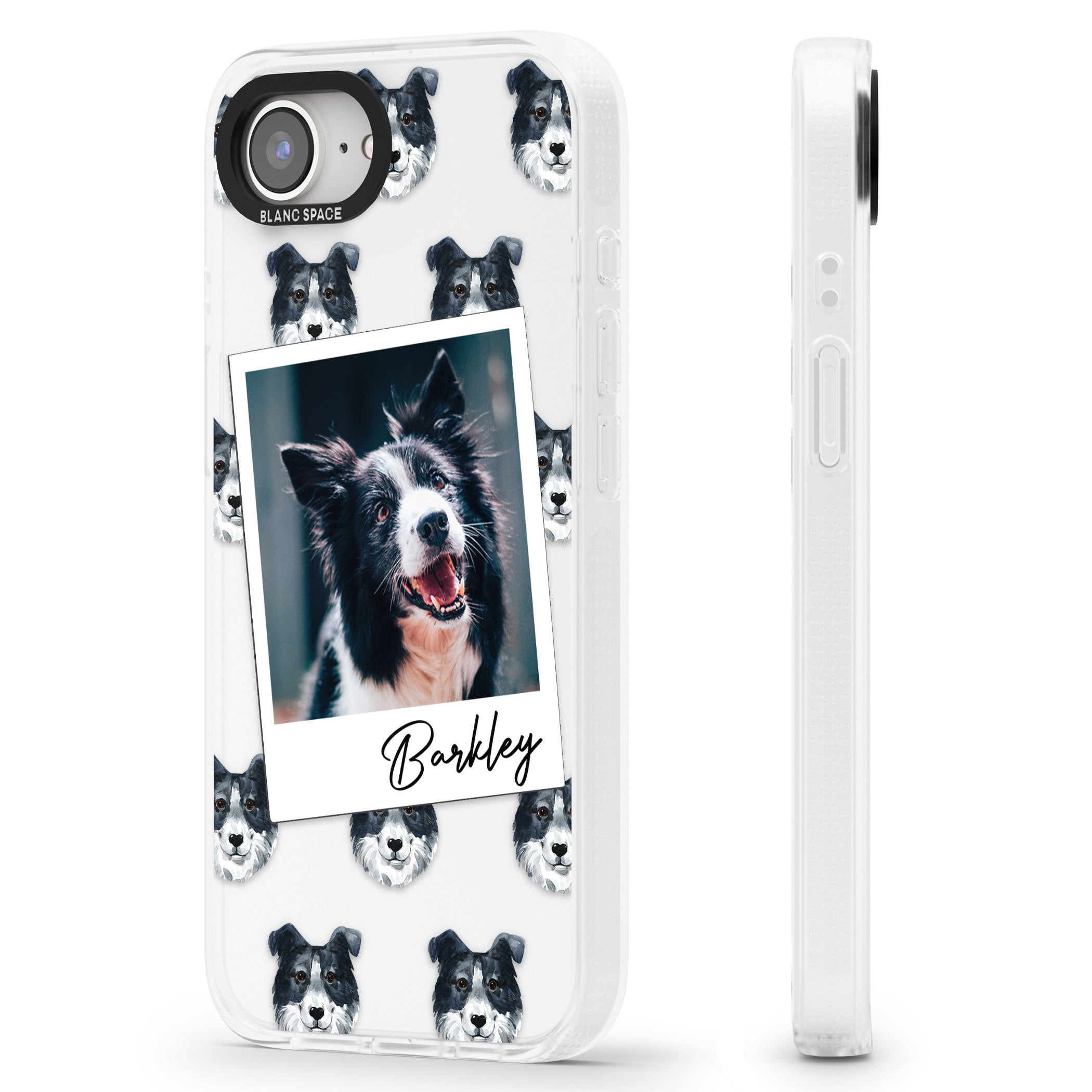 Personalised Border Collie - Dog Photo iPhone 16e Clear Case Impact Air - Blanc Space