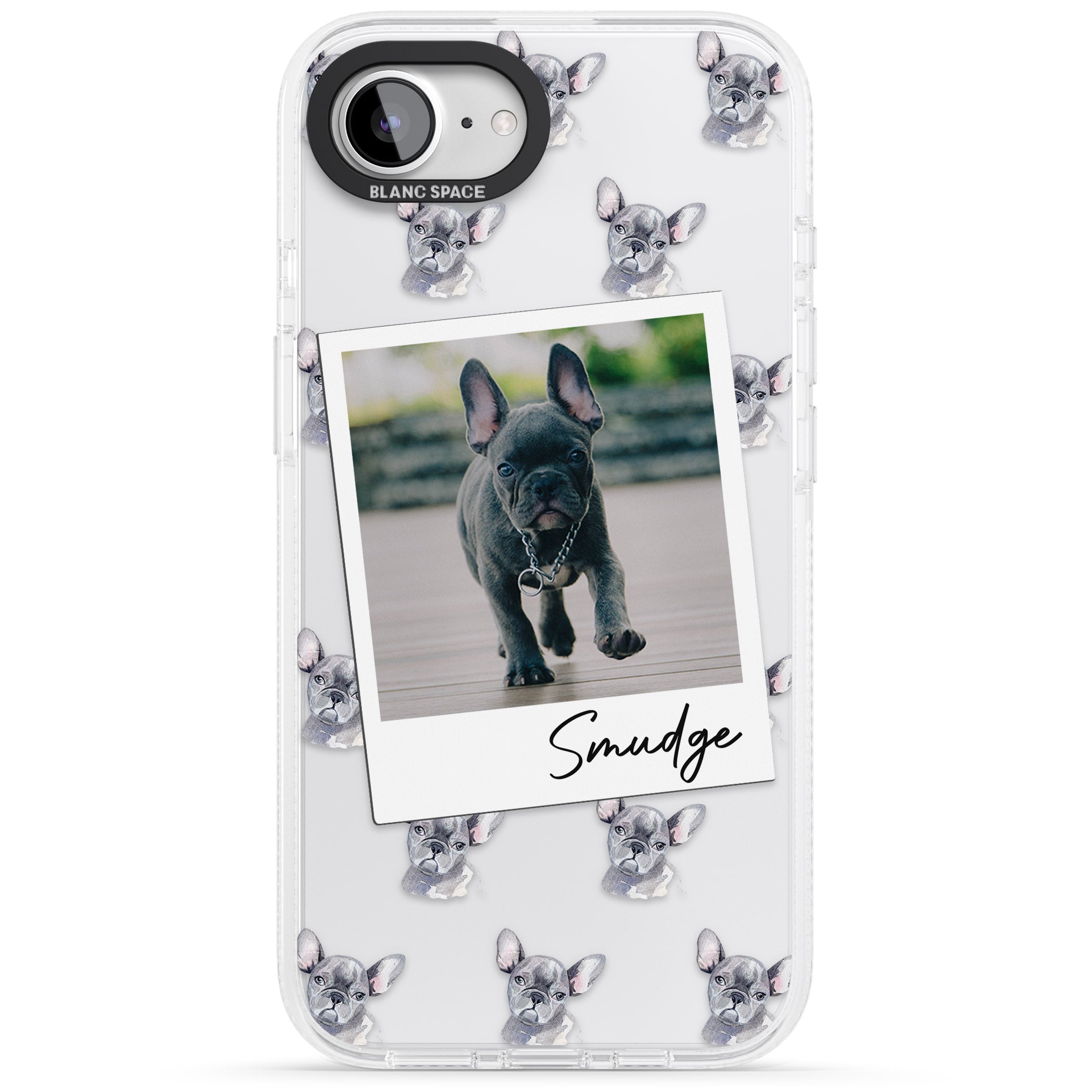 Personalised French Bulldog, Grey - Dog Photo iPhone 16e Clear Case Impact Air - Blanc Space