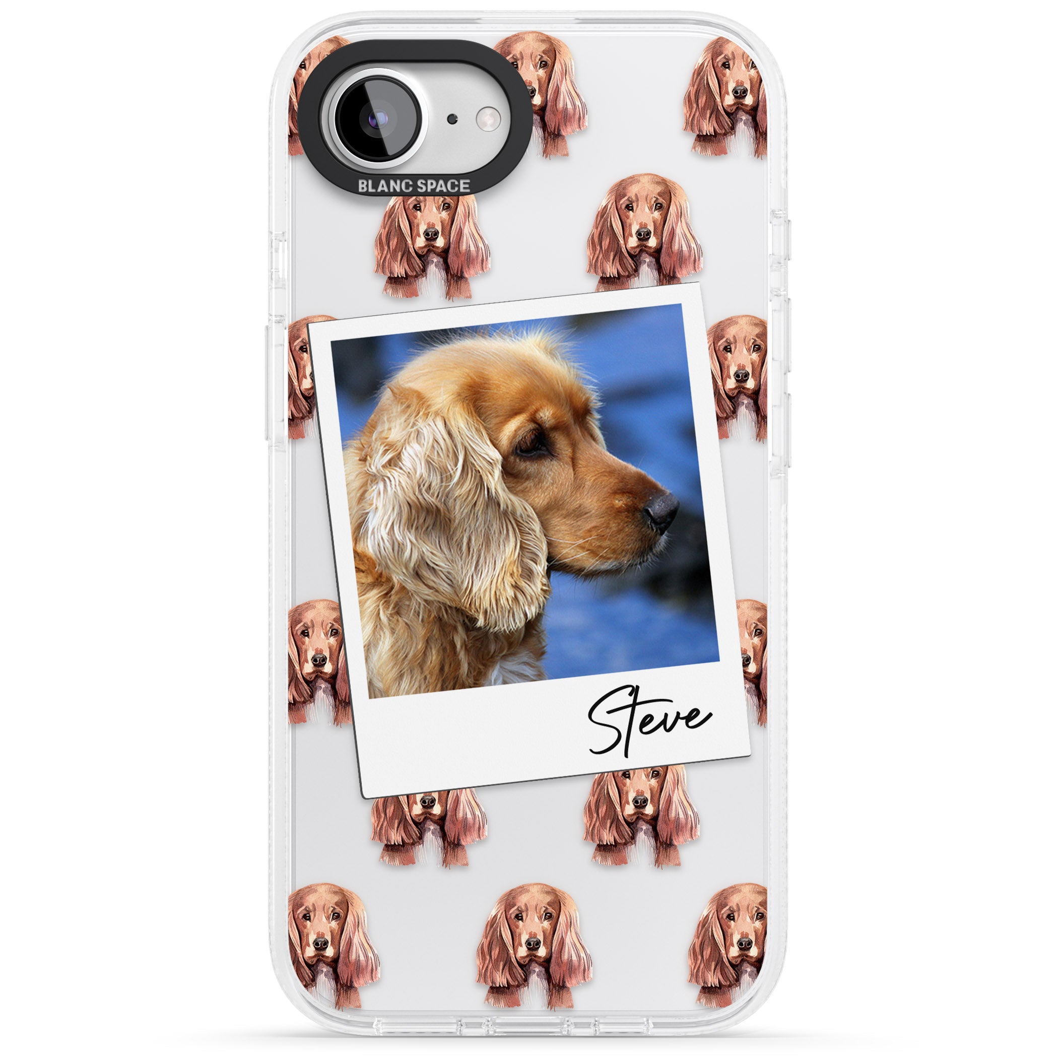 Personalised Cocker Spaniel - Dog Photo iPhone 16e Clear Case Impact Air - Blanc Space