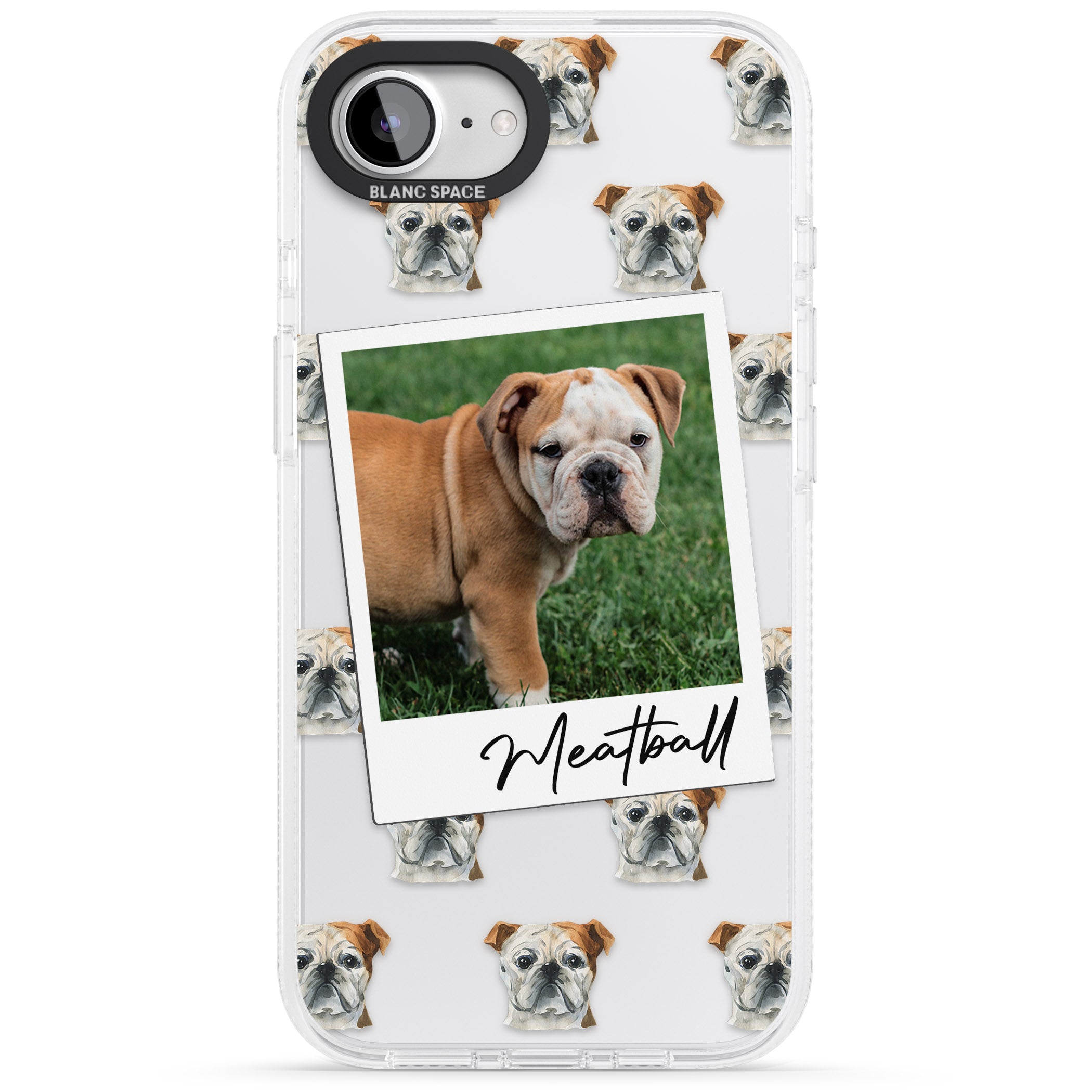 Personalised English Bulldog - Dog Photo iPhone 16e Clear Case Impact Air - Blanc Space