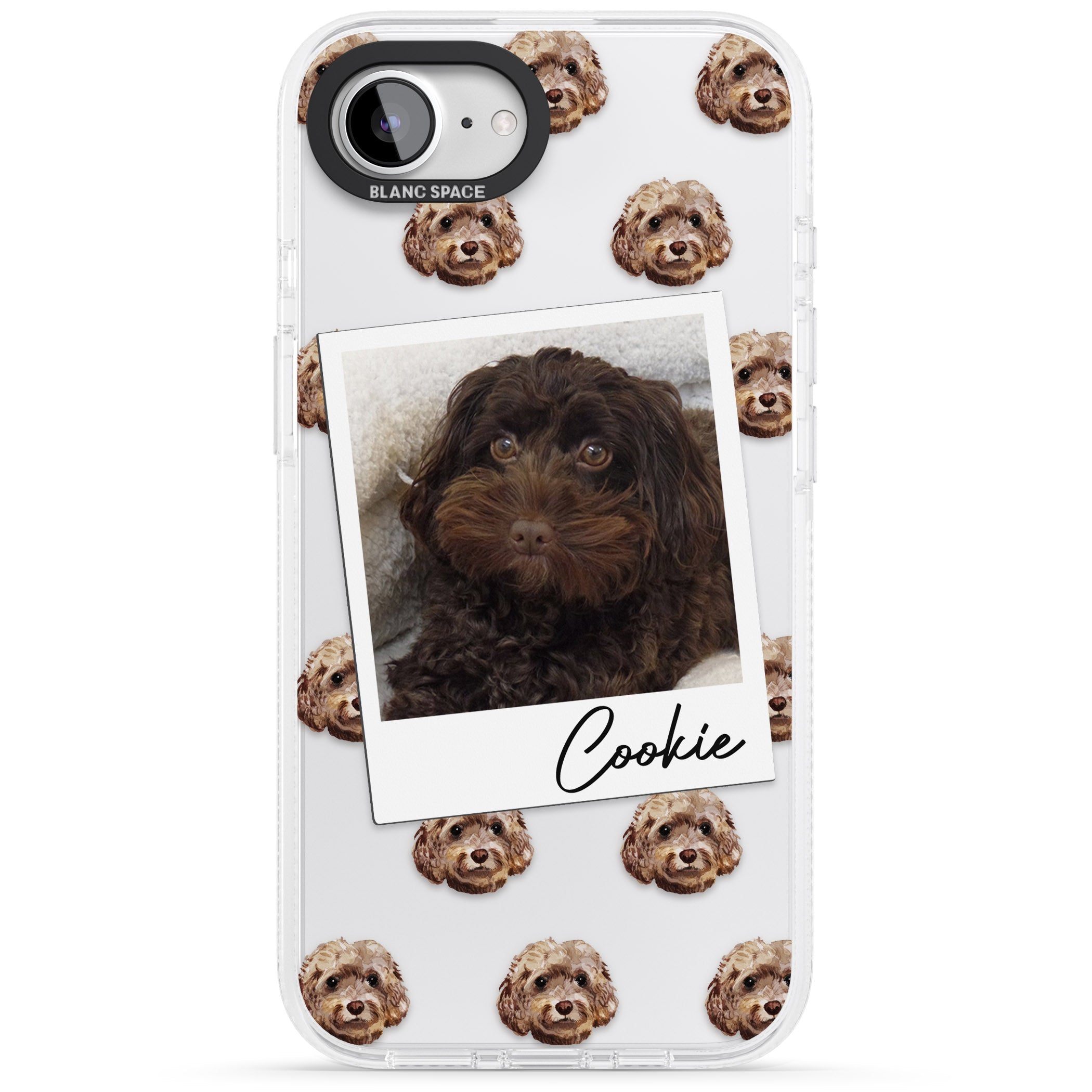 Personalised Cockapoo, Brown - Dog Photo iPhone 16e Clear Case Impact Air - Blanc Space