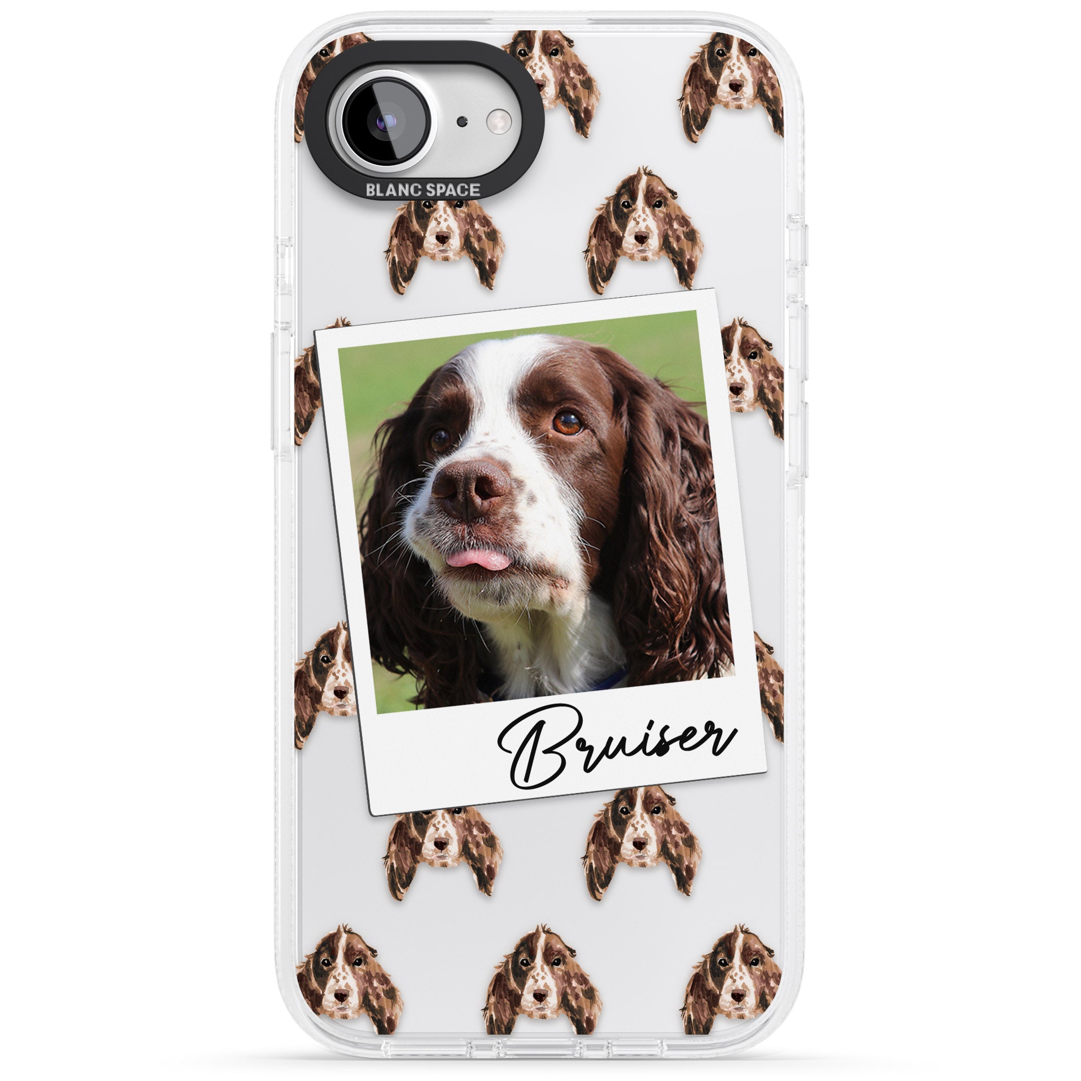 Personalised Springer Spaniel - Dog Photo iPhone 16e Clear Case Impact Air - Blanc Space