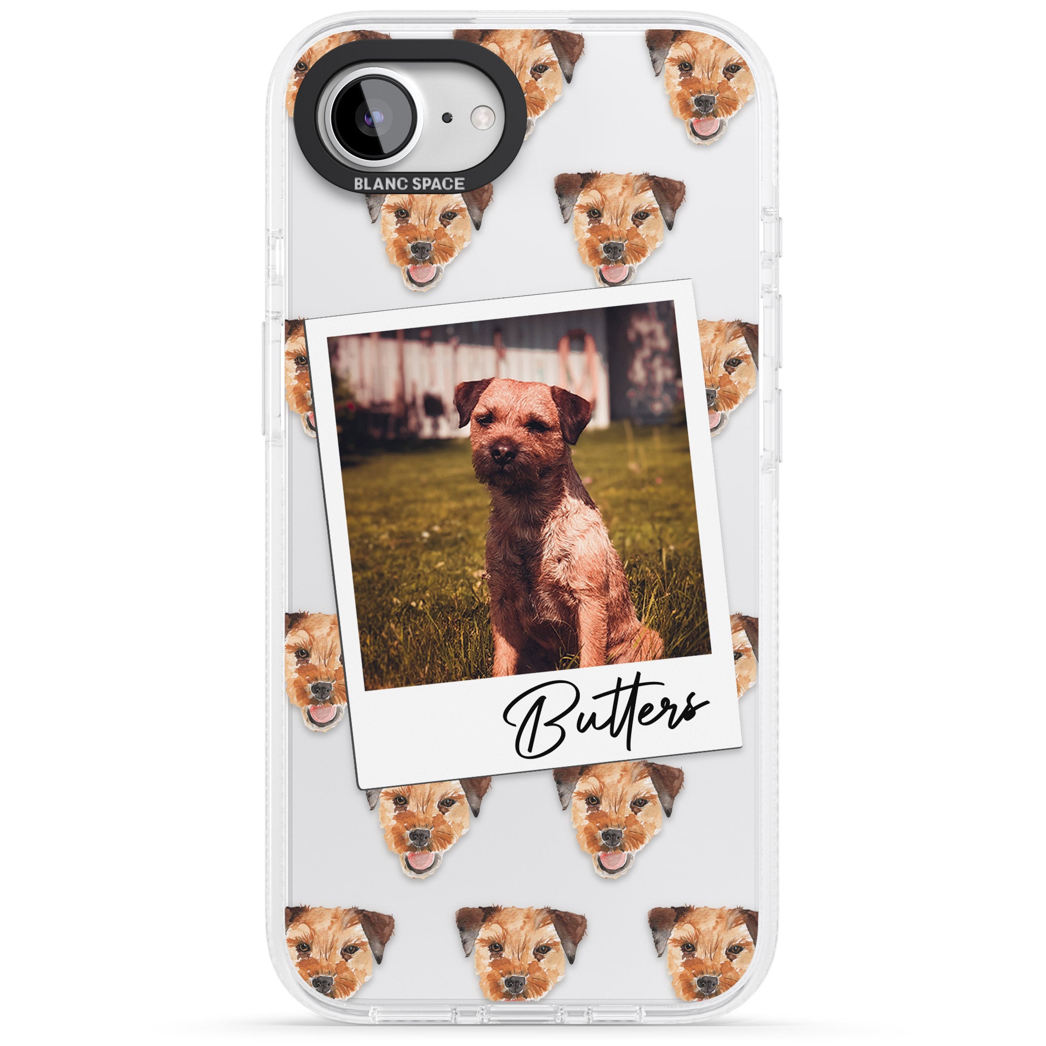 Personalised Border Terrier - Dog Photo iPhone 16e Clear Case Impact Air - Blanc Space