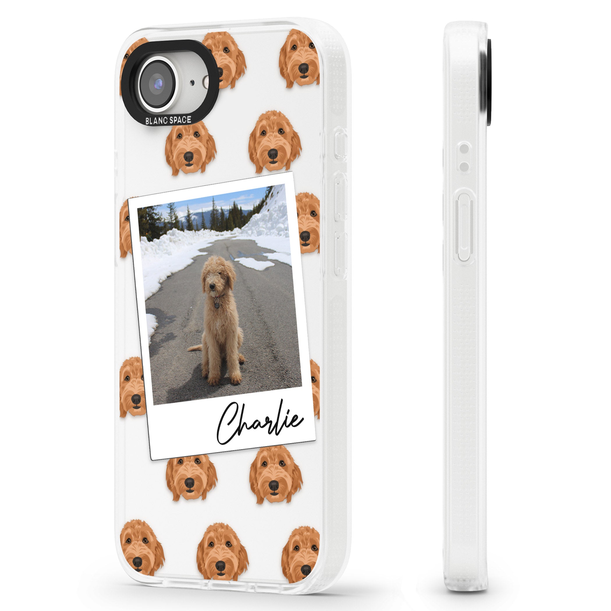Personalised Personalised Golden Doodle - Dog Photo iPhone 16e Clear Case Impact Air - Blanc Space