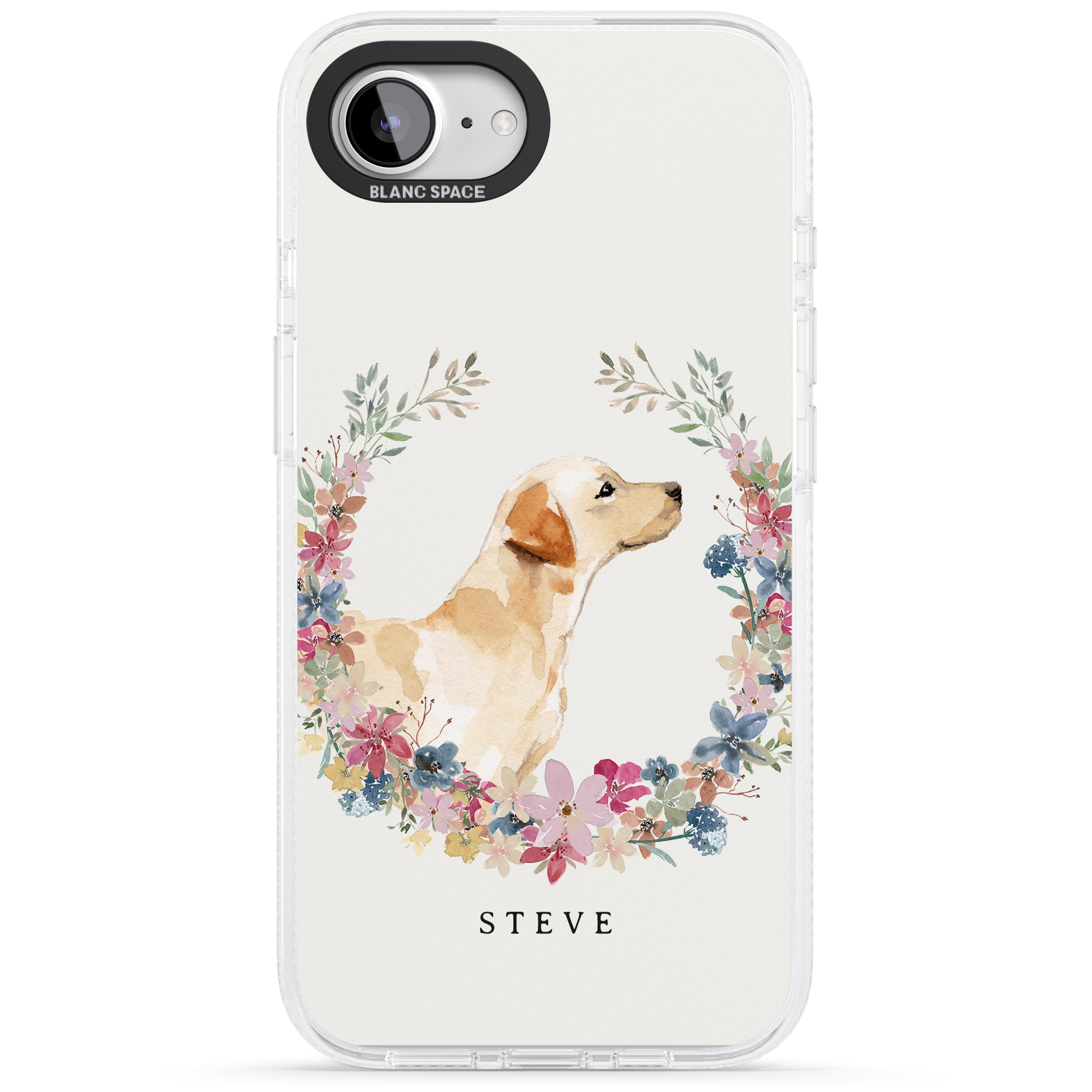 Personalised Yellow Labrador - Watercolour Dog Portrait iPhone 16e Clear Case Impact Air - Blanc Space