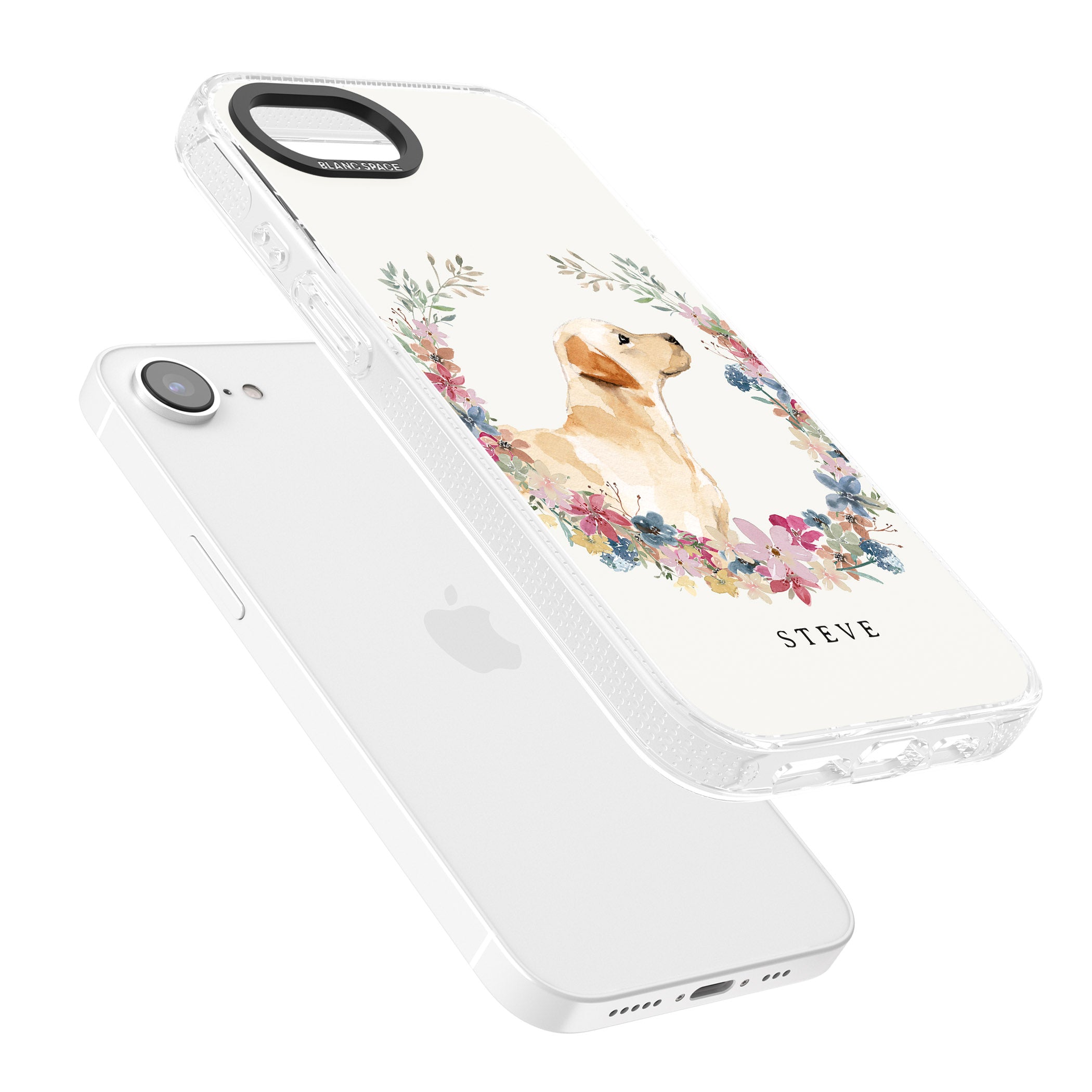 Personalised Yellow Labrador - Watercolour Dog Portrait iPhone 16e Clear Case Impact Air - Blanc Space